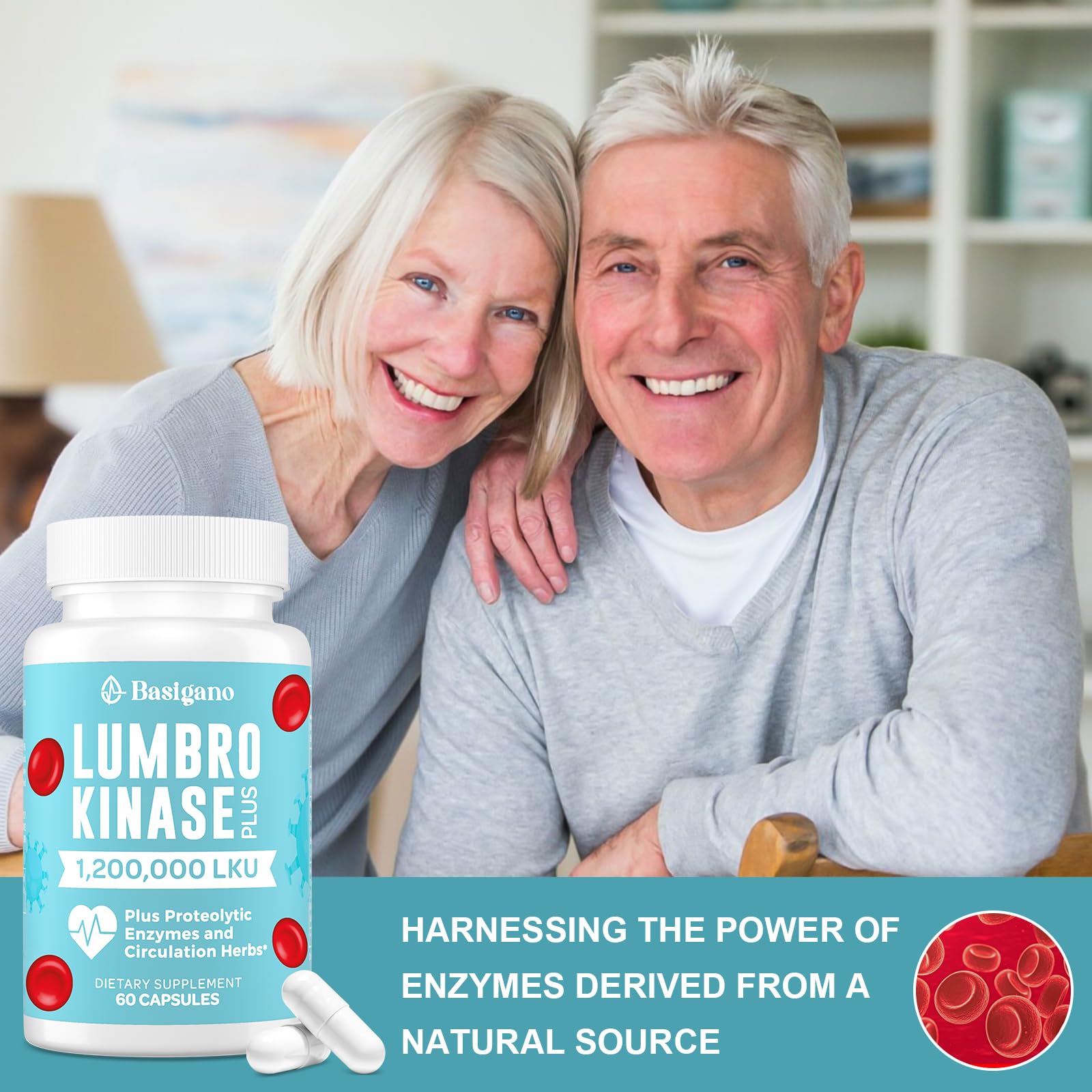 Lumbrokinase Supplement, 1.2 Million LKU - 120mg Capsules, Potent Nattokinase Alternative with Proteolytic Enzymes and Herbal Blend