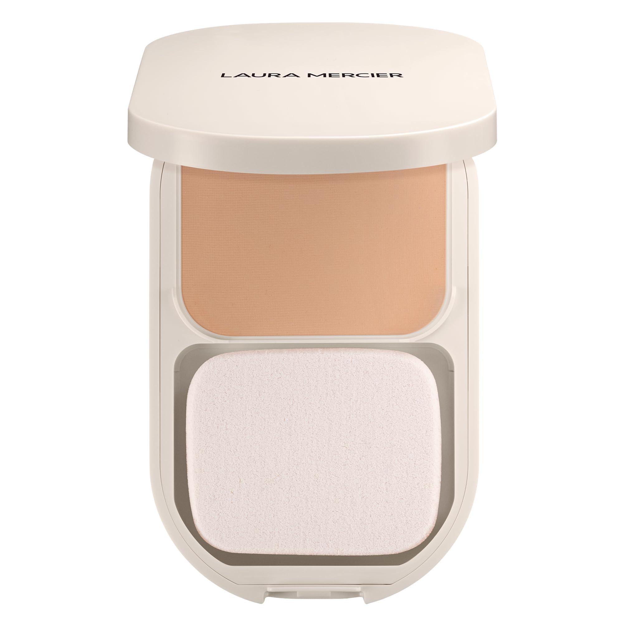 Laura Mercier Real Flawless Feather Matte Powder Foundation, 16 HR Fade-Proof Wear, Hydration & Shine Control, Weightless Face Powder Compact, Hyaluronic Acid Infused, 2N Affogato