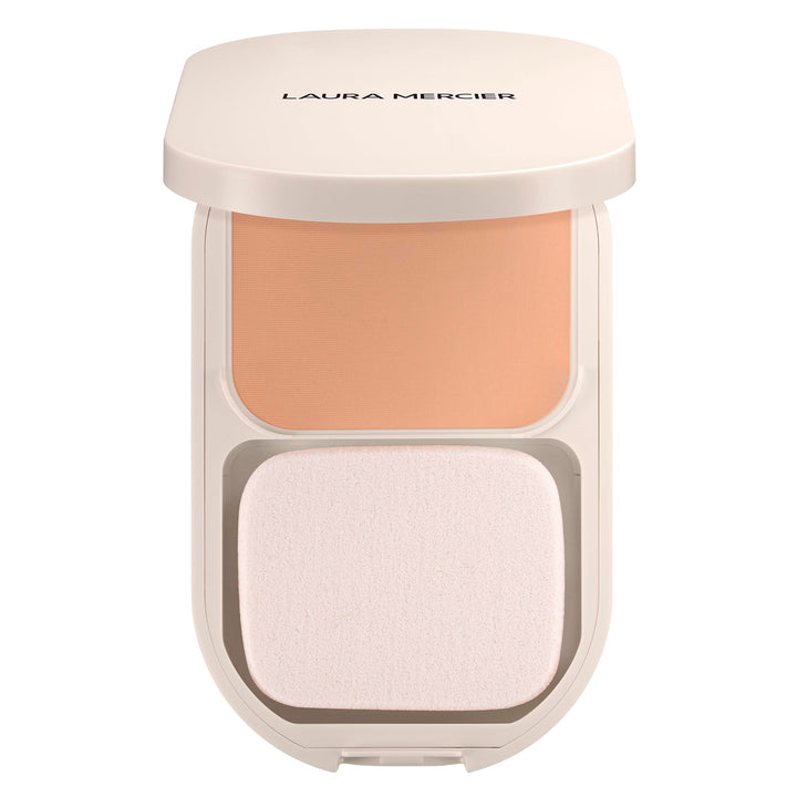 Laura Mercier Real Flawless Feather Matte Powder Foundation, 16 HR Fade-Proof Wear, Hydration & Shine Control, Weightless Face Powder Compact, Hyaluronic Acid Infused, 2N Affogato