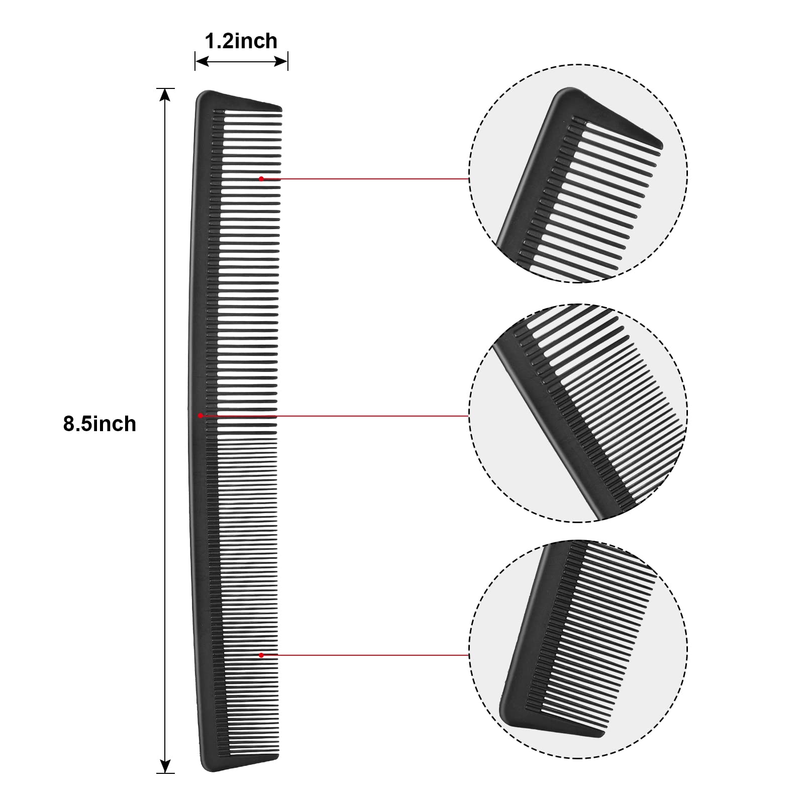 Leinuosen 3 Pack Black Carbon Barber Fiber Cutting Comb, Fine Tooth Hair Comb, Hairdressing Styling Combs, Heat Resistant Combs, Styling Combs for Salon (Style G) : Style G