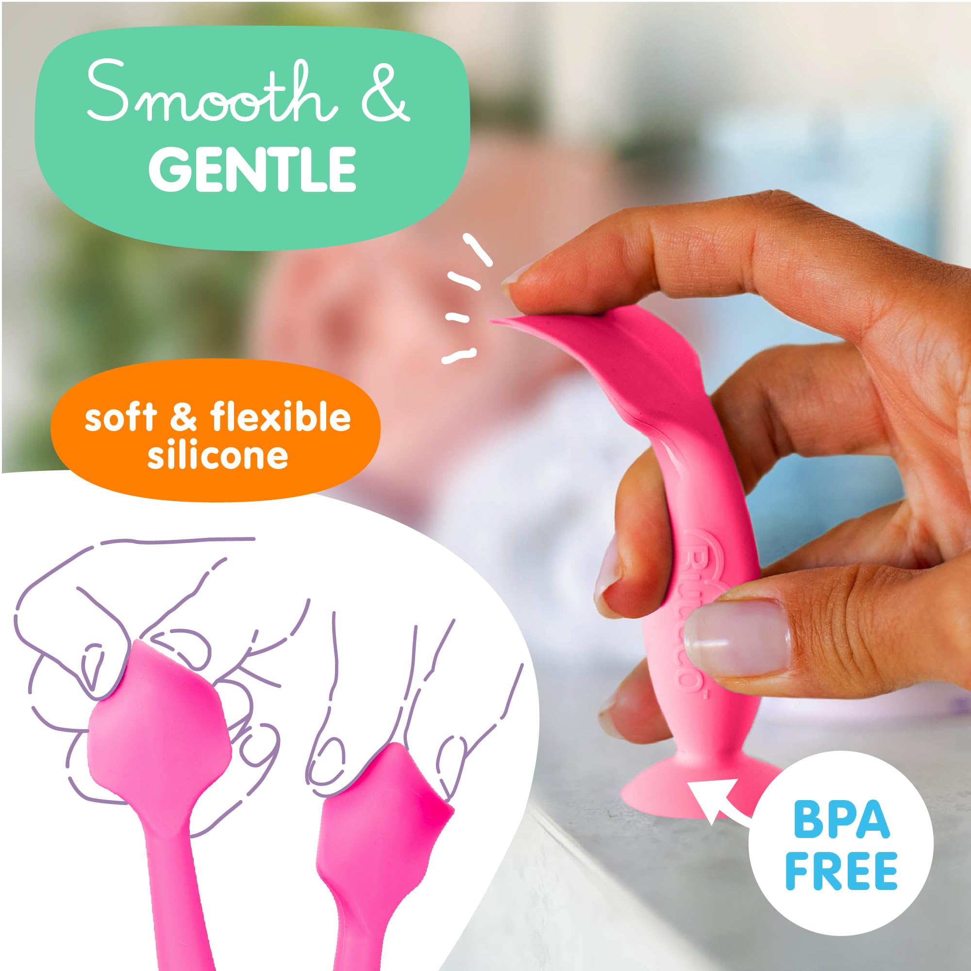 Bumco Baby Bum Brush + Mini Diaper Cream Spatula with Case - BPA-Free Butt Spatula Baby, Soft Diaper Spatula, Baby Diaper Cream Applicator, Mom-Invented Diaper Bag Essentials, Butt Spatula