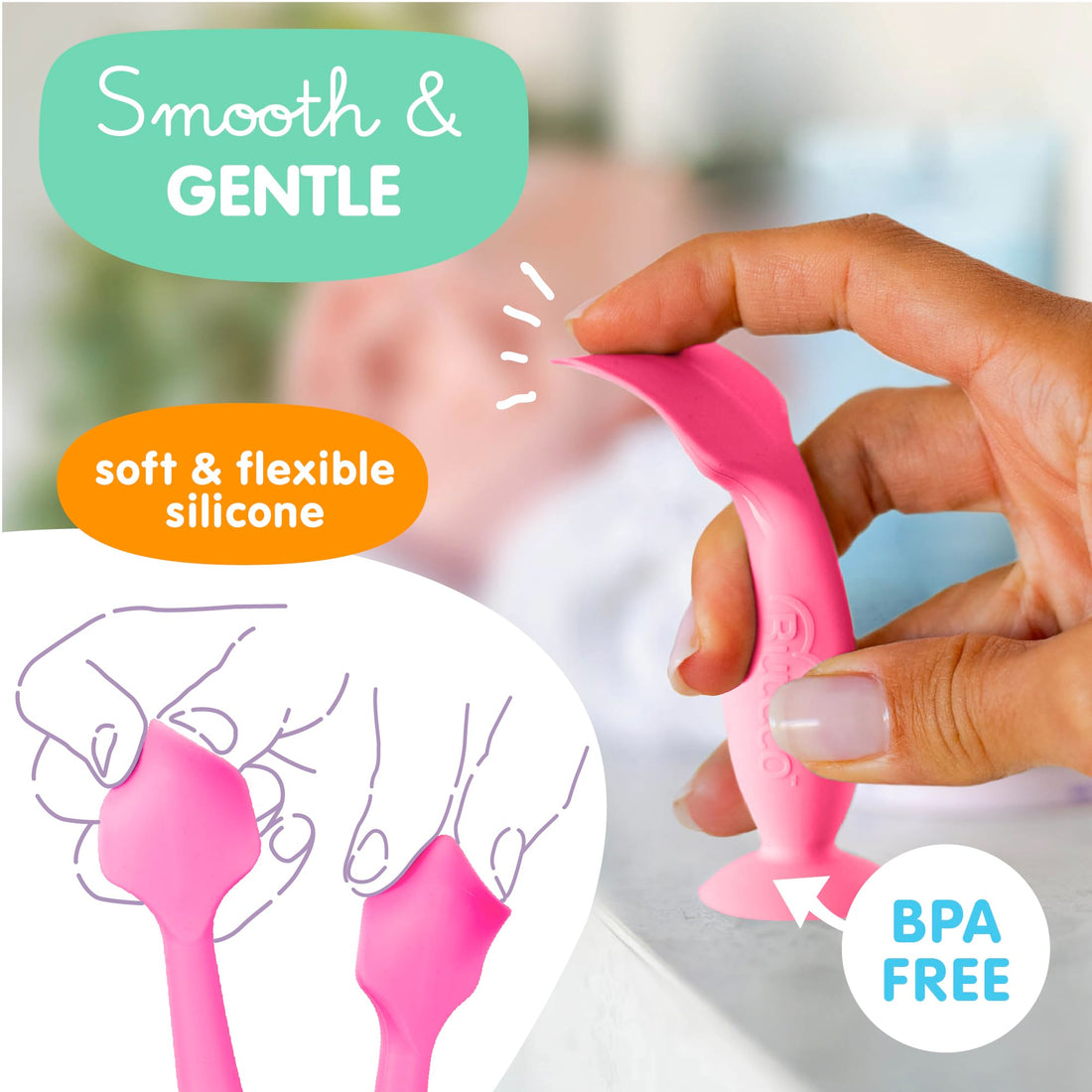 Bumco Baby Bum Brush + Mini Diaper Cream Spatula with Case - BPA-Free Butt Spatula Baby, Soft Diaper Spatula, Baby Diaper Cream Applicator, Mom-Invented Diaper Bag Essentials, Butt Spatula