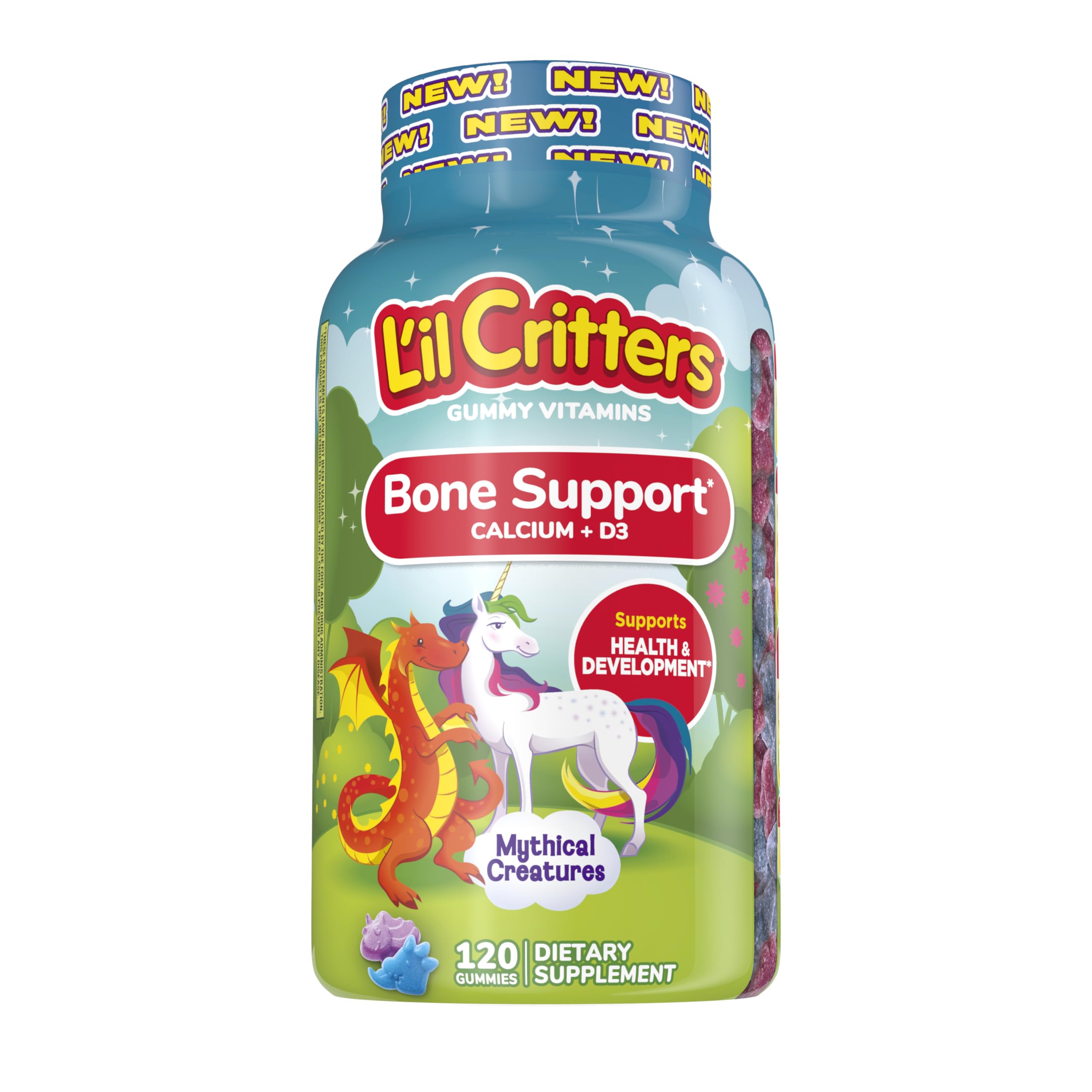 L'il Critters Bone Support Gummy Vitamin for Kids, Bone Support, Calcium, Vitamin D3, 120 Gummies