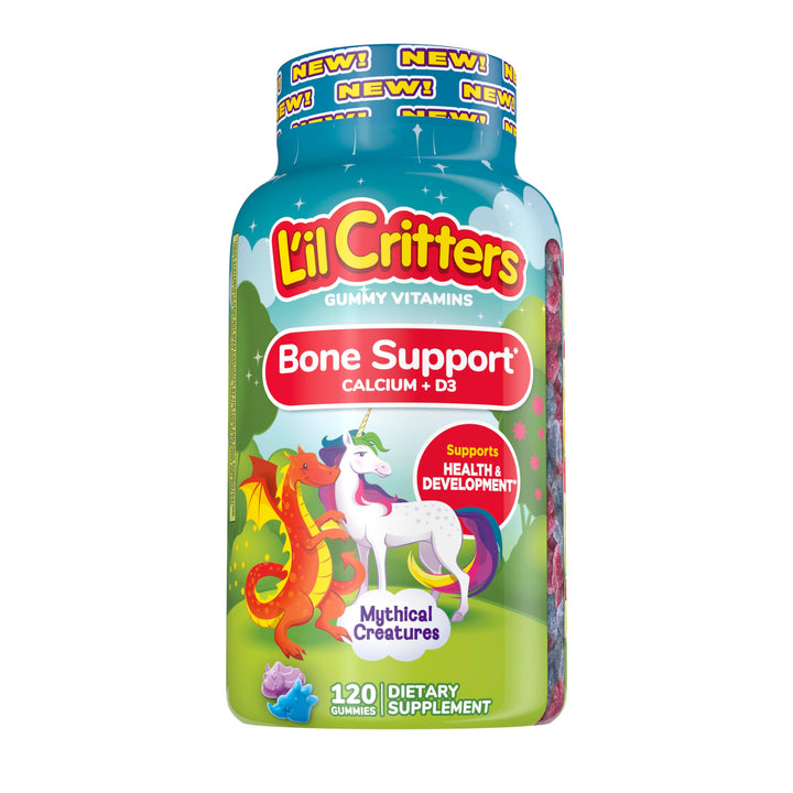 L'il Critters Bone Support Gummy Vitamin for Kids, Bone Support, Calcium, Vitamin D3, 120 Gummies