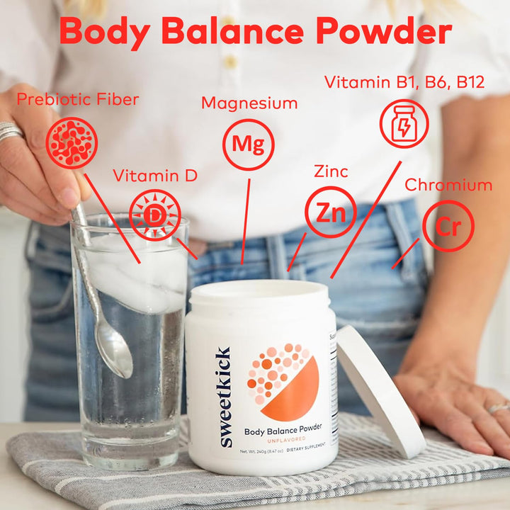 Sweetkick Sugar Craving Suppressant - Multivitamin Powder, Stop Sugar Cravings Supplement, Prebiotic Powder, Prebiotic Drink and Gut Health Powder - Prebiotic Blend, Unflavored (30 Servings)