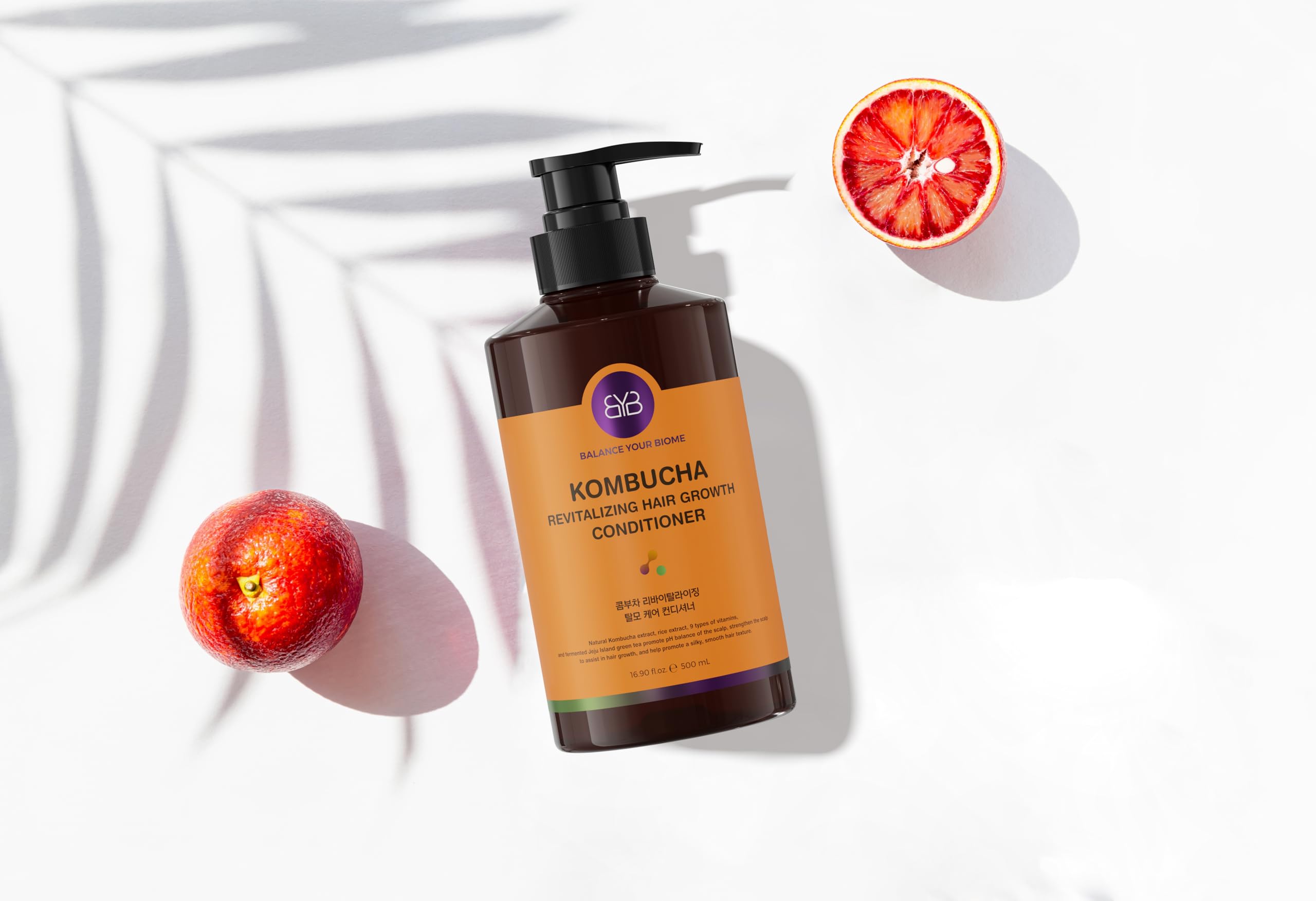 BALANCE YOUR BIOME Kombucha Revitalizing Hair Growth Conditioner, K-beauty, Balances Scalp pH, Kombucha Extract, Green Tea,Rice Extract, 9 Vitamins Hair Loss treatment, 16.9 fl.oz. 500ml, No silicone