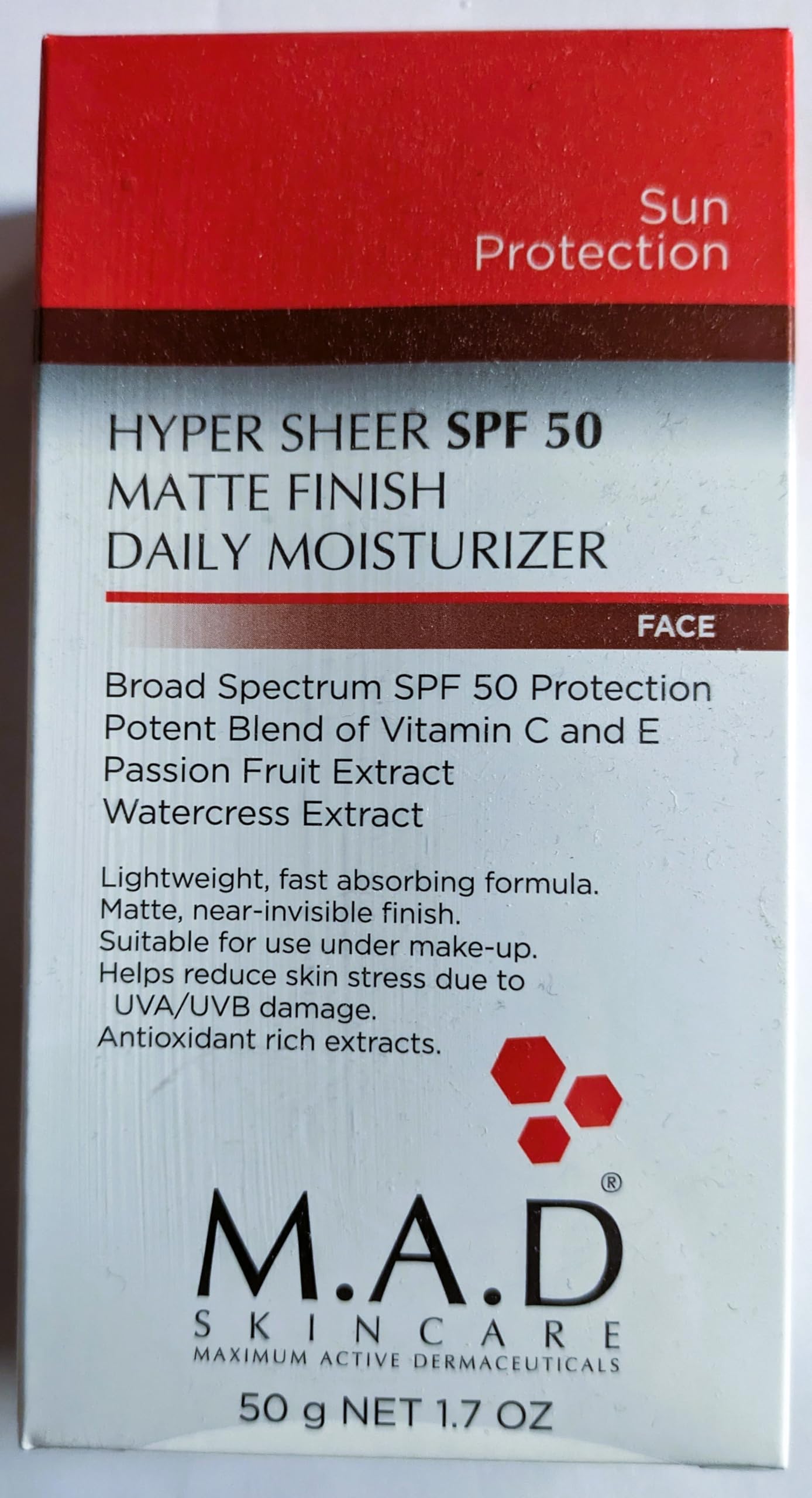 M.A.D SKINCARE Hyper Sheer Matte Finish SPF 50 Daily Moisturizer - 50g