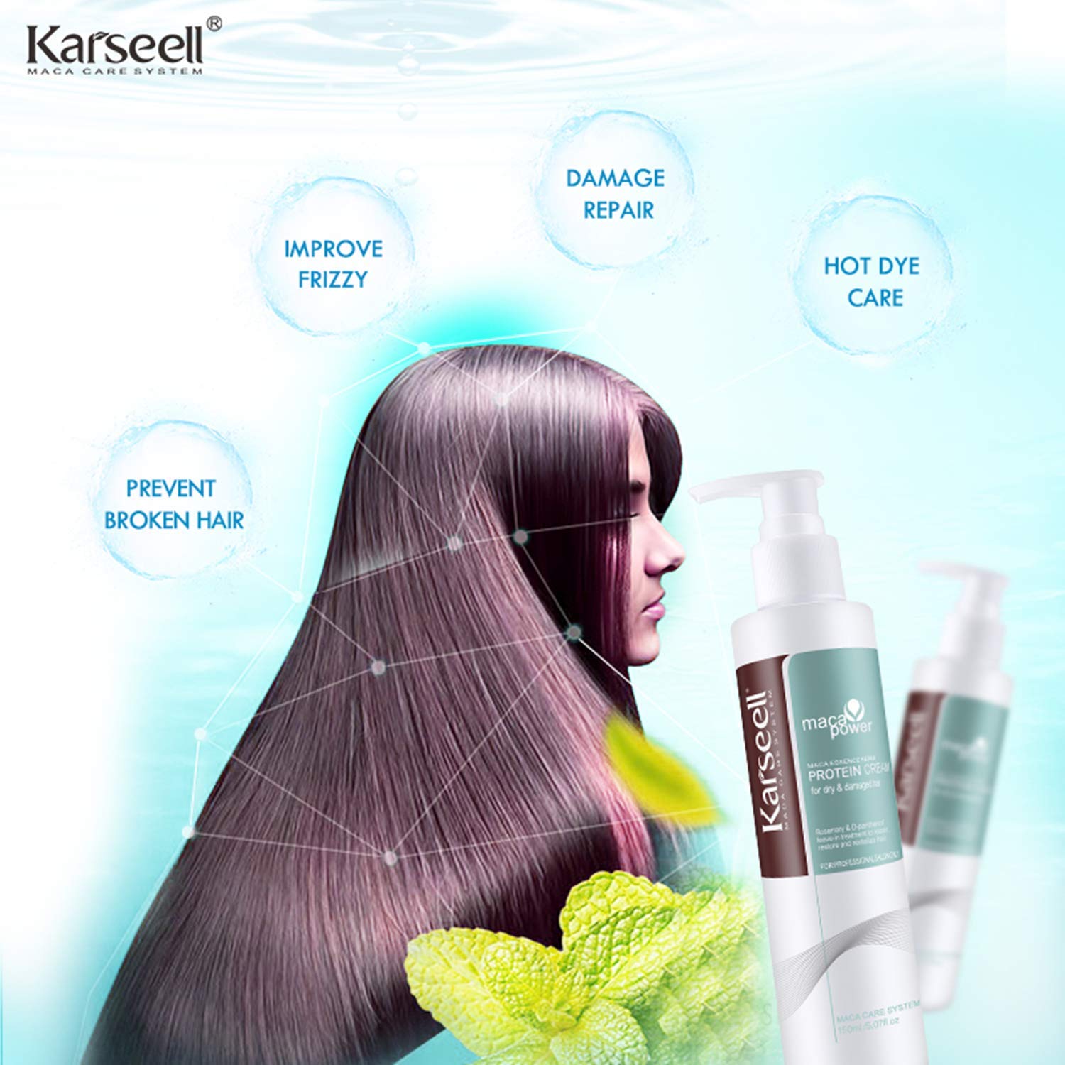 Karseell Repair Protein Cream Leave-In Conditioner Hair Treatment Organic Protein Cream for Dry Damaged Hair