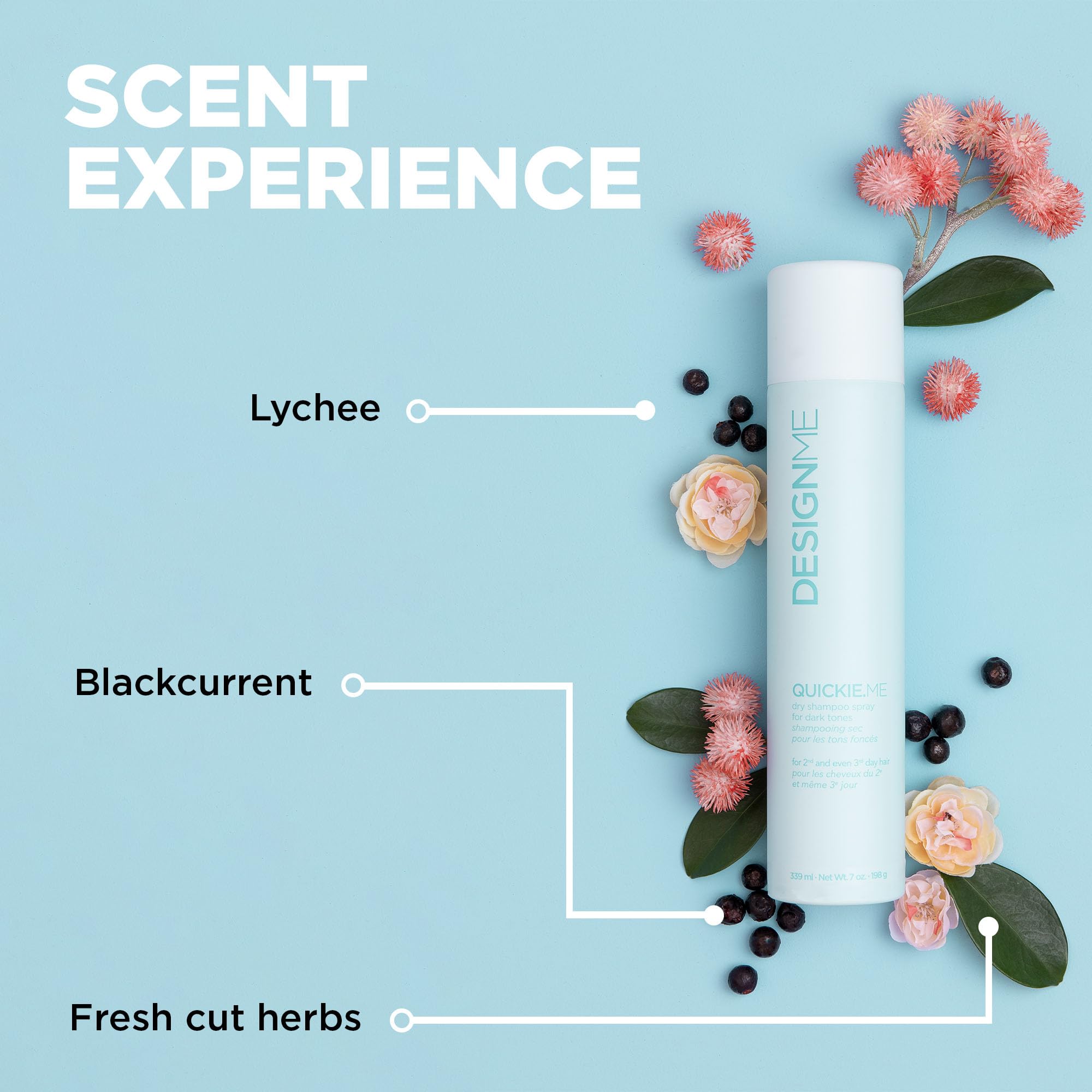 DESIGNME QUICKIE.ME Dry Shampoo Spray | Oil Absorbing | Root Lifting Shampoo for Dark Tone, 339mL