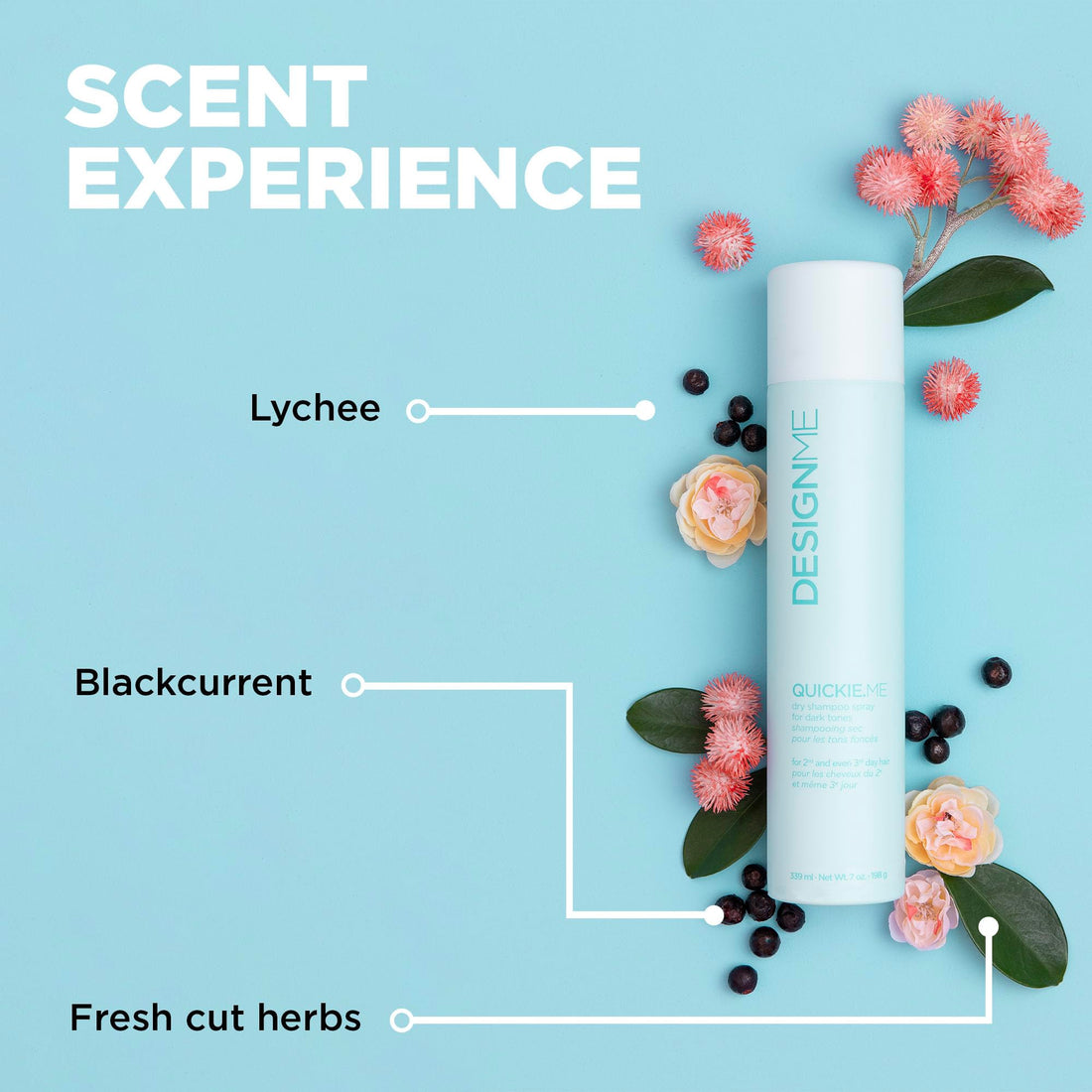 DESIGNME QUICKIE.ME Dry Shampoo Spray | Oil Absorbing | Root Lifting Shampoo for Dark Tone, 339mL