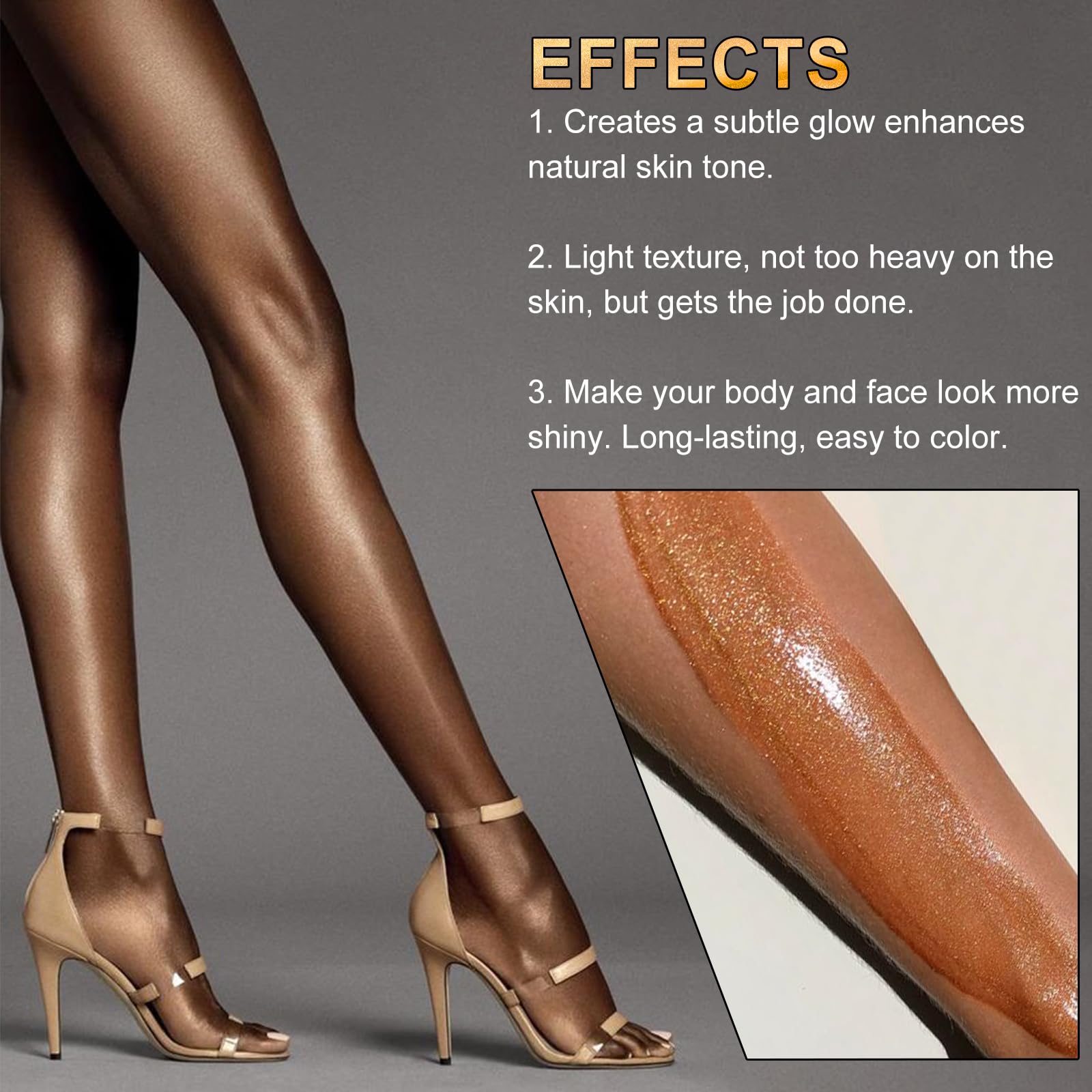 Body Shimmer Oil,Shimmering Body Oil,Bronze Face Brighten Glow Pearl Highlighter Illuminator Body Makeup Shine Glitter,Summer Body Glitter Moisturizing Glow Body Luminizer(3.4 Fl Oz)