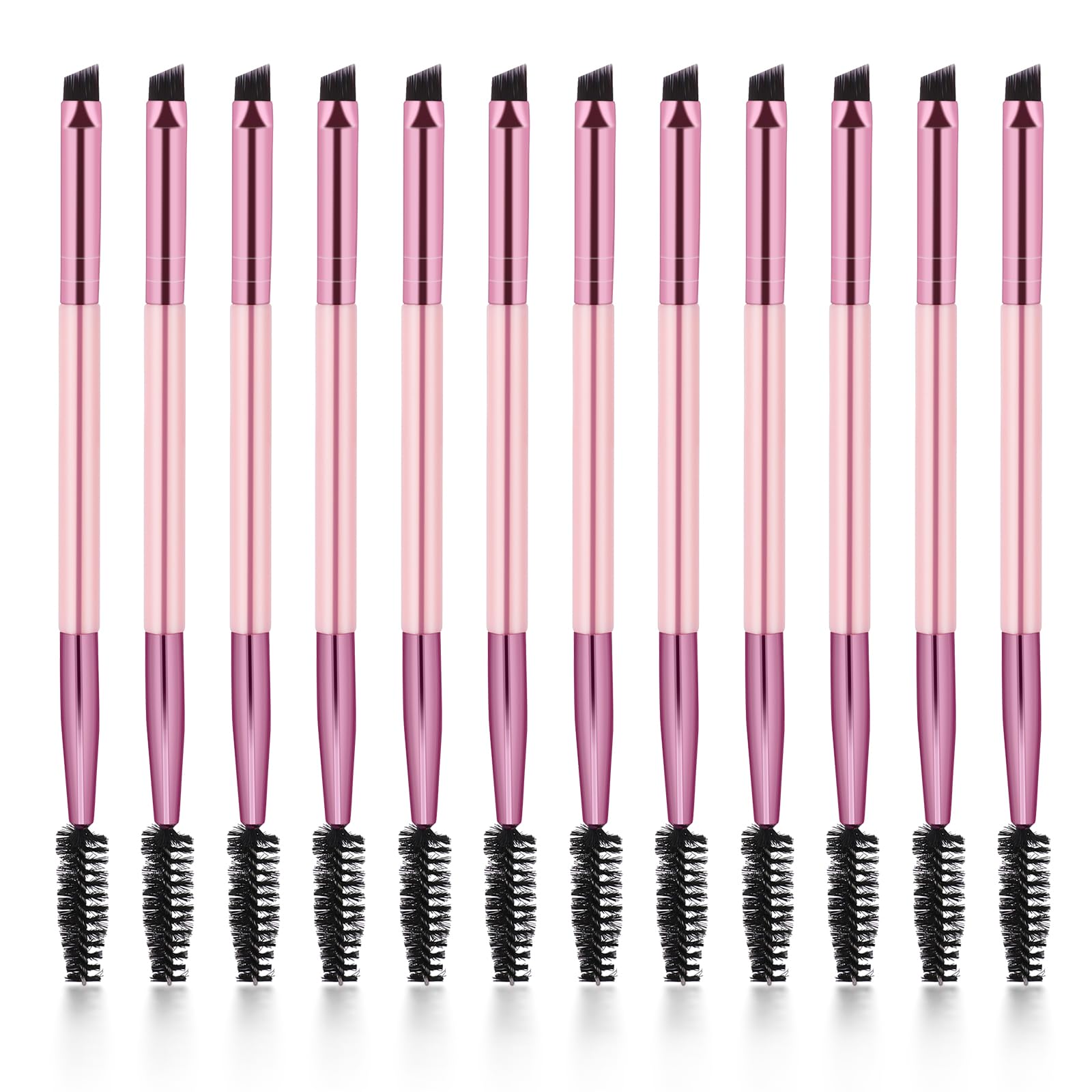 12-Piece Dual-Ended Brow Brush Set - Angled Eyebrow Brush, Spoolie, Shaping & Filling for Precise Brow Brushing