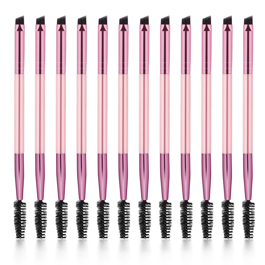 12-Piece Dual-Ended Brow Brush Set - Angled Eyebrow Brush, Spoolie, Shaping & Filling for Precise Brow Brushing