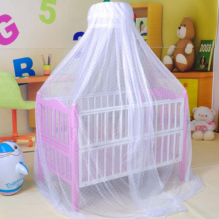 Cdycam Baby Infant Toddler Bed Dome Cots Mosquito Netting Hanging Bed Net Mosquito Bar Frame Palace-Style Crib Bedding Set (White Mosquito Netting Only, Without Stand)