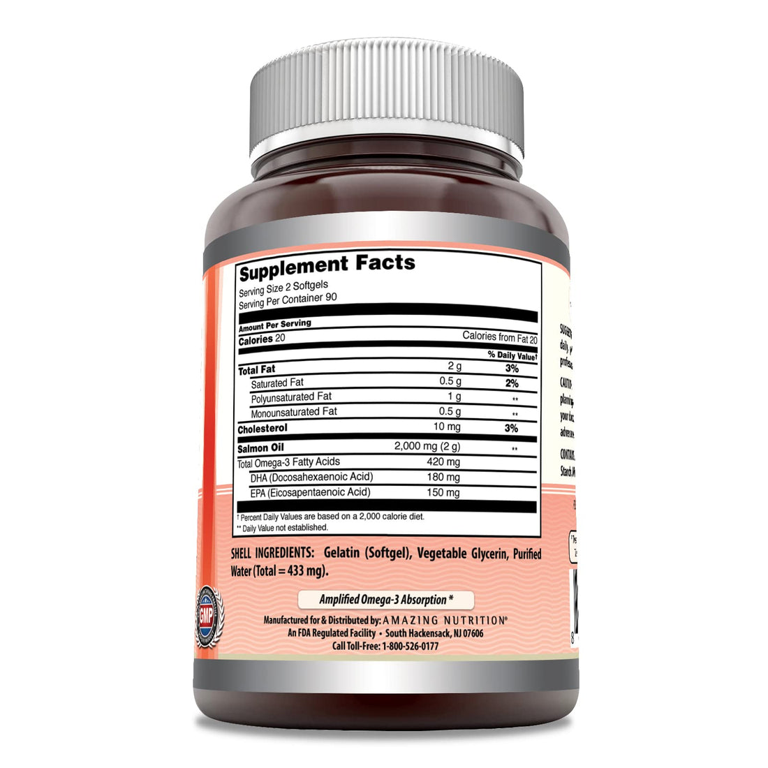 Amazing Omega Wild Alaskan Salmon Oil 2000mg Per Serving 180 Softgels Supplement