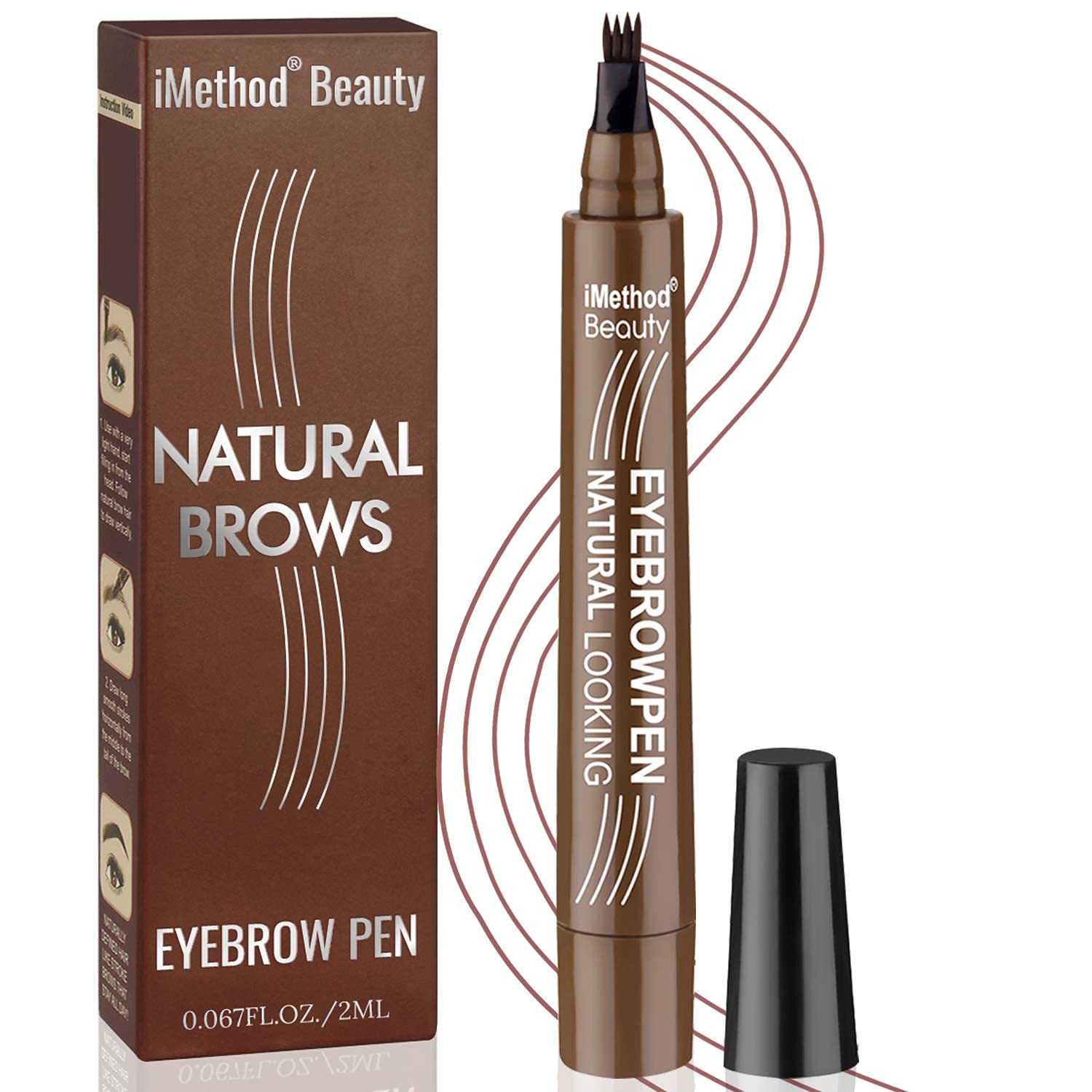 iMethod Eyebrow Pen - Upgrade Eyebrow TattooPen, Eyebrow Makeup, Long Lasting, Waterproof and Smudge-proof, Black Brown