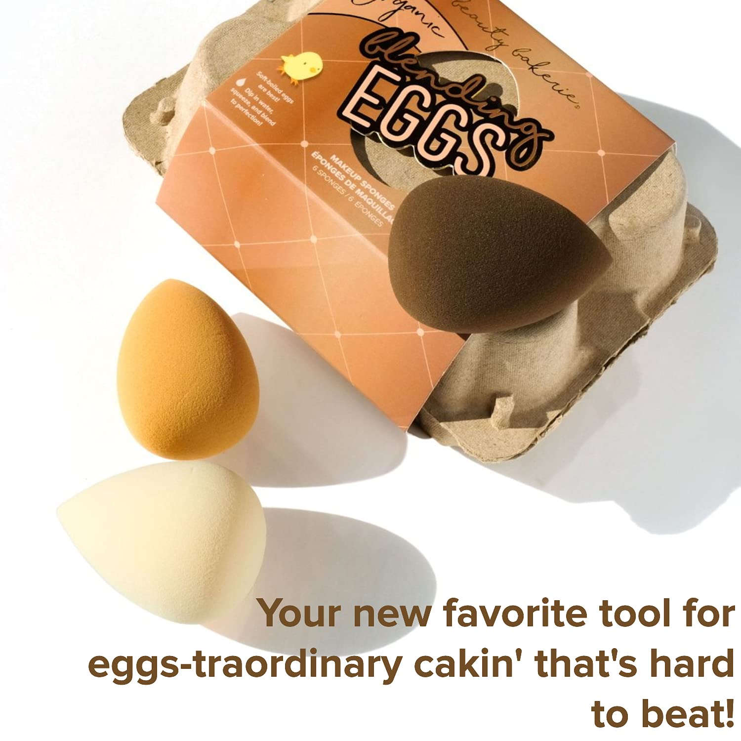 Beauty Bakerie - Organic Blending Eggs Beauty Sponges. Seamless Blending and Reduce Streaks. (6 Sponges)