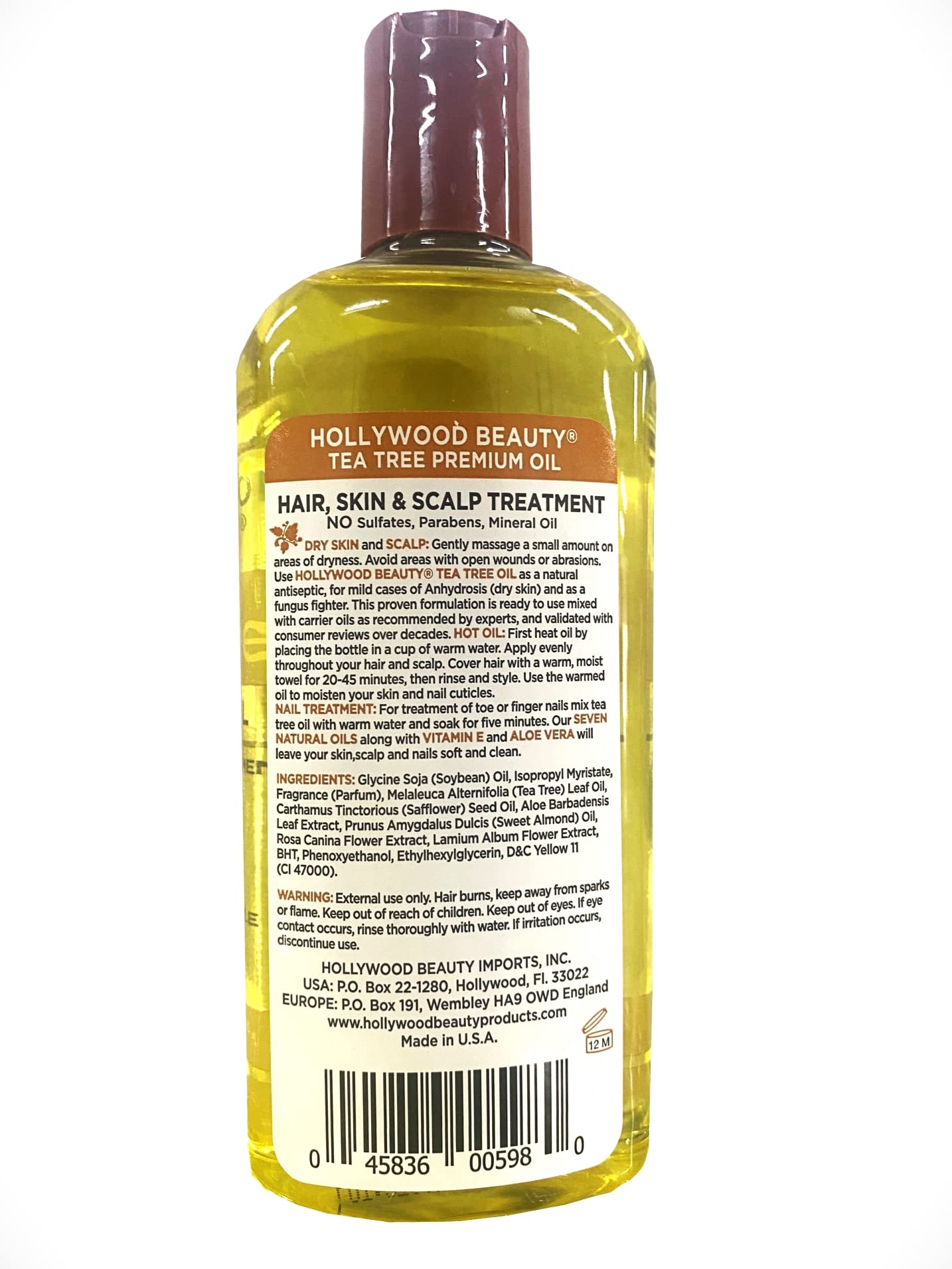 HOLLYWOOD BEAUTY Tea Tree Oil Skin & Scalp Treatment 8 oz