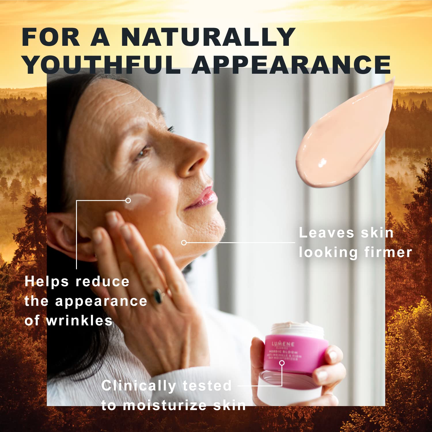 Lumene Nordic Bloom [Lumo] Anti-Wrinkle & Firm Day Moisturizer - Anti Aging Cream for Visibly Firm, Radiant & Smooth Skin - Formulated with Pre-Retinol Complex + Lingonberry Extract (1.7 oz)