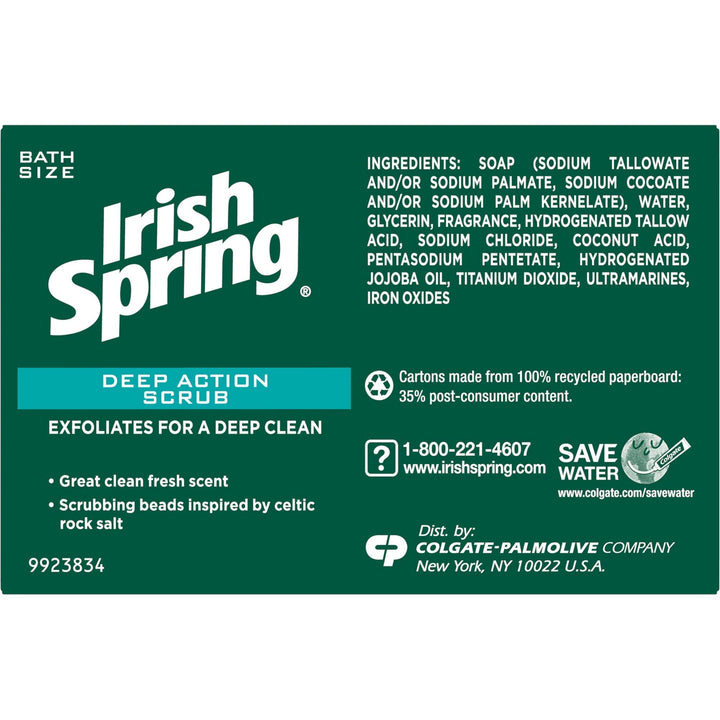 Irish Spring Clean Scrub Deodorant Soap By For Unisex - 3 X 4 Oz Soap