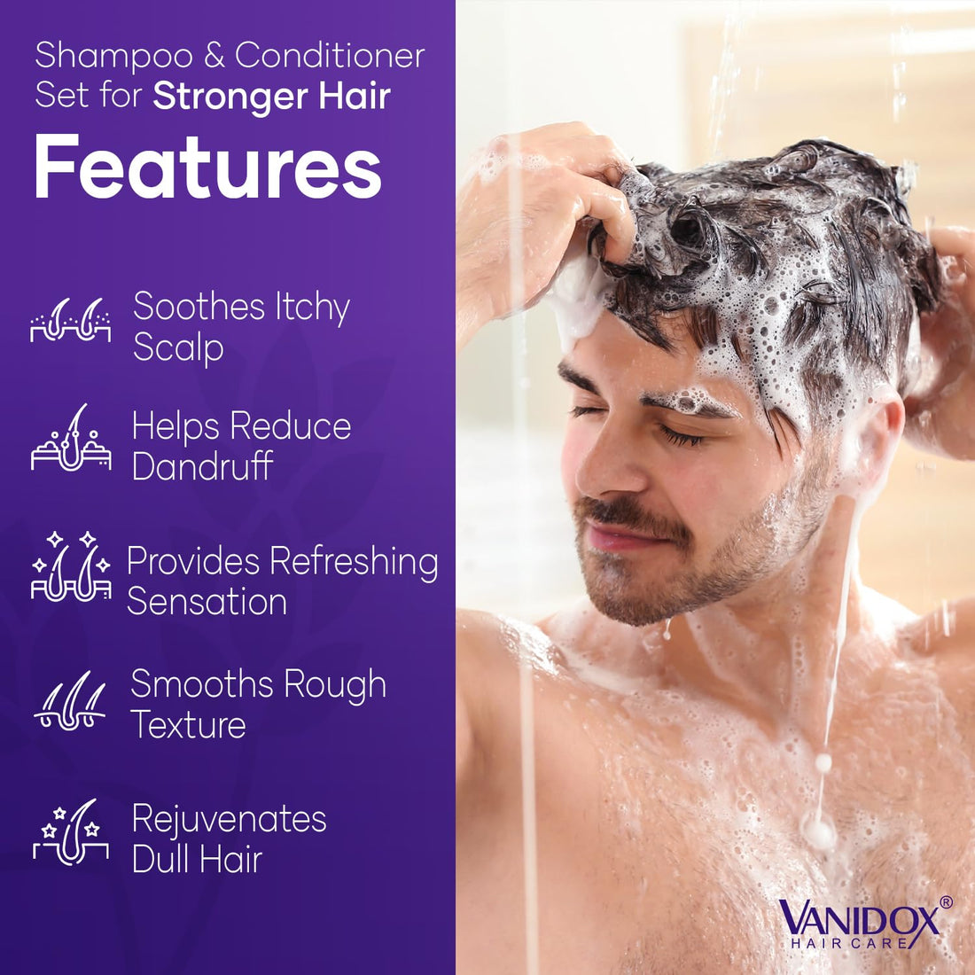 VANIDOX Tea Tree Lavender Mint Shampoo and Conditioner Set with 100% Pure Tea Tree Oil for Itchy, Dry Scalp - Deep Moisturizing & Cleansing - Sulfate & Paraben Free - Made in USA - 16 fl oz Each