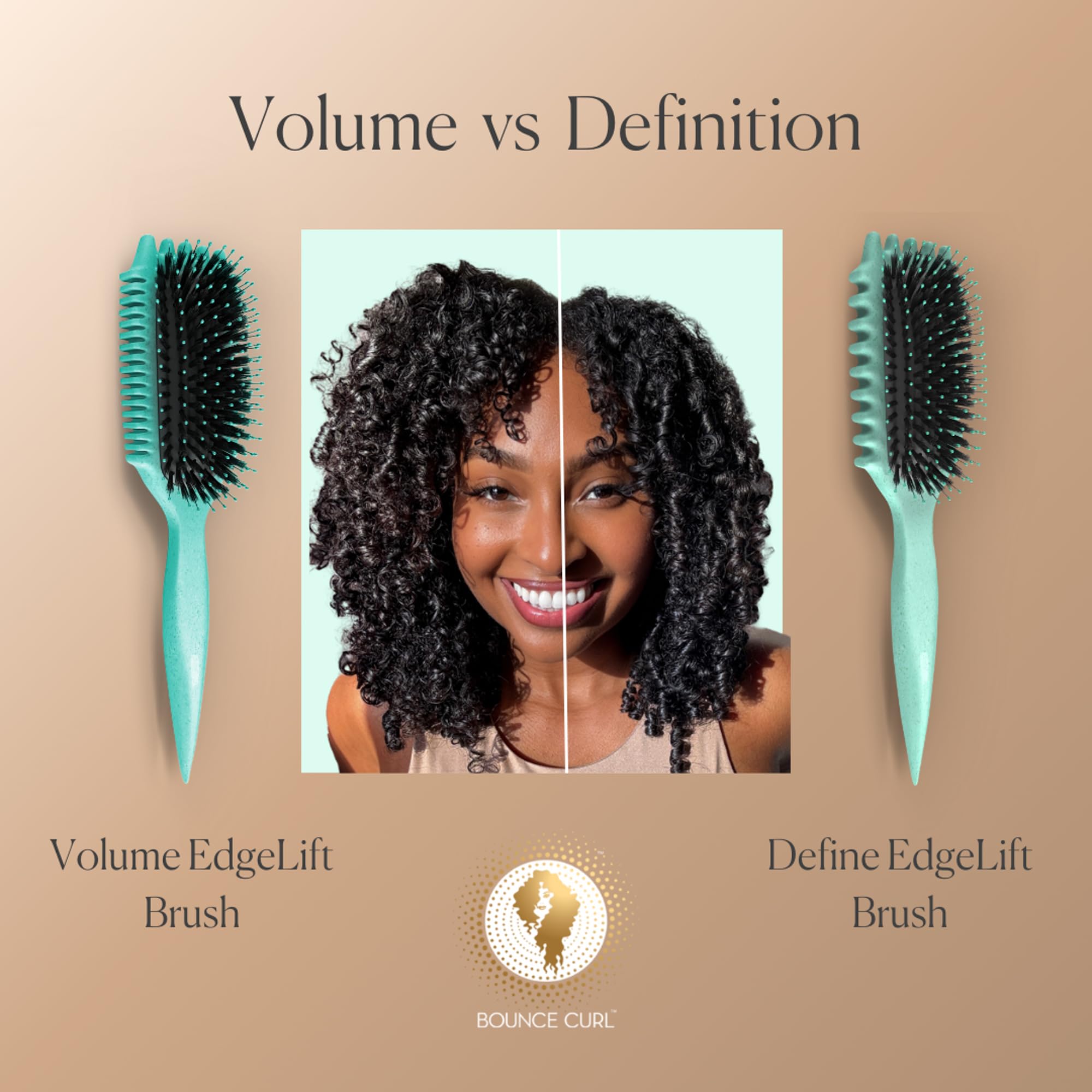 Bounce Curl Volume EdgeLift Brush, 5-in-1 Tool for Volumized Waves, Curls & Coils - Teal