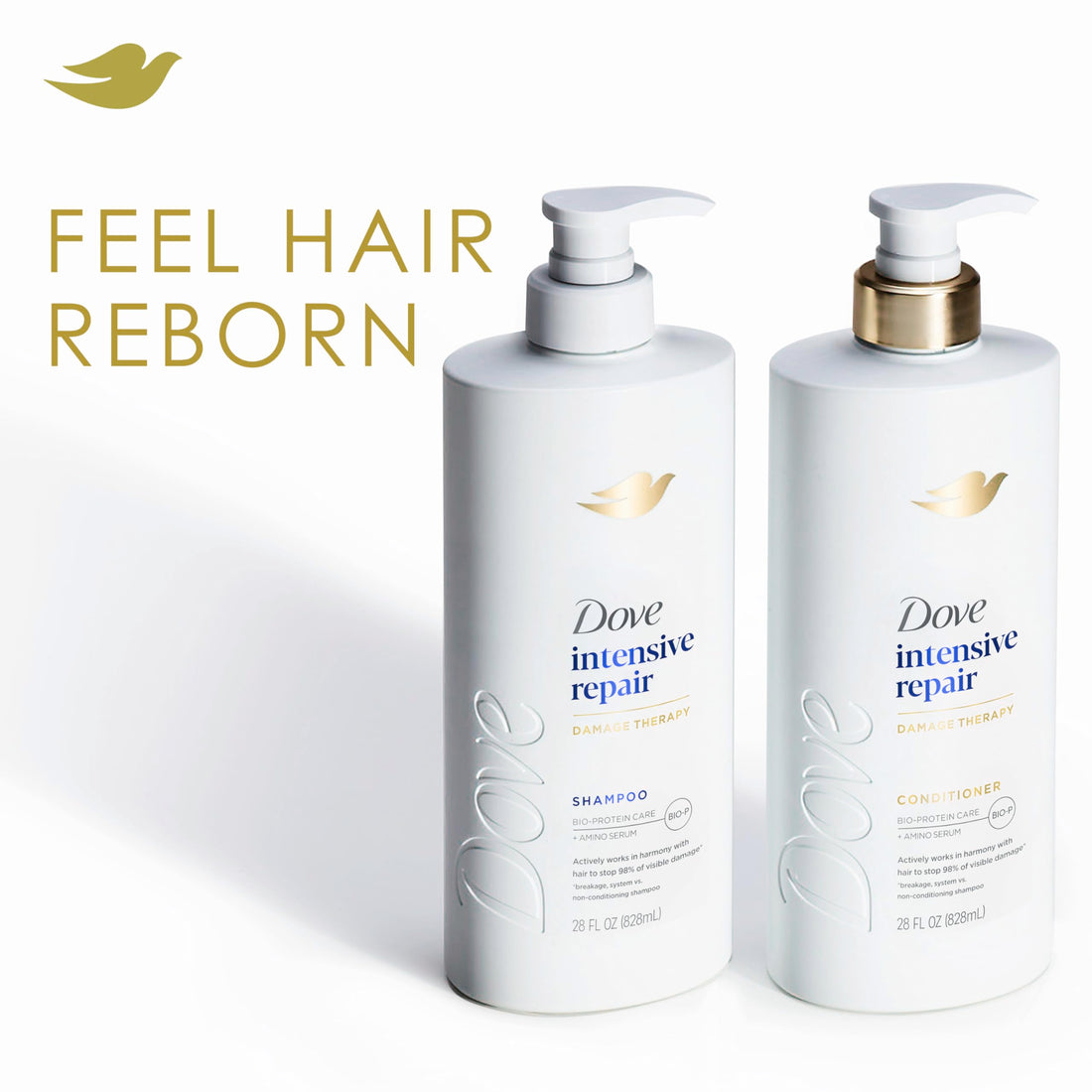 Dove Shampoo 4 Pack Intensive Repair for Damaged Hair with Bio-Protein Care Technology and Amino Serum 28 Fl Oz