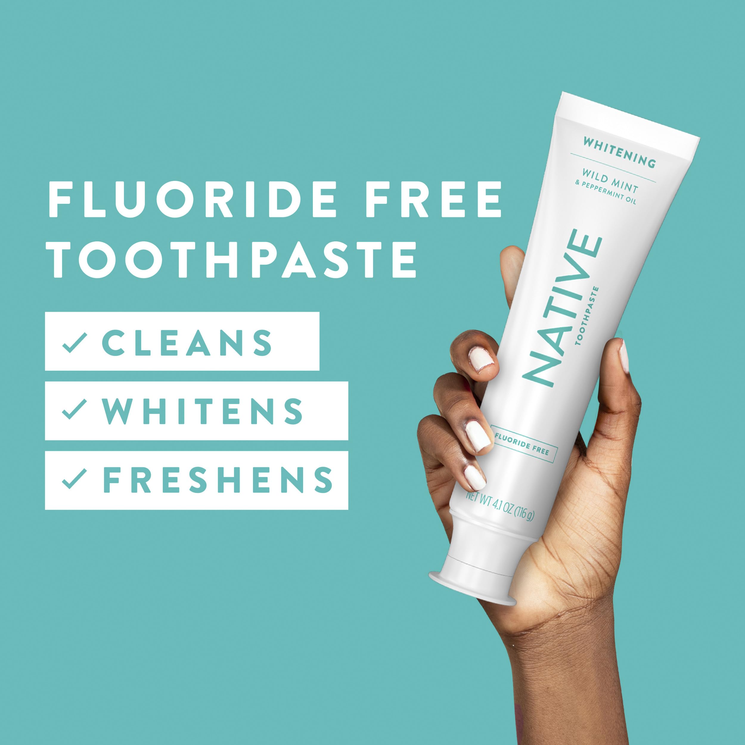 Native Whitening Wild Mint & Peppermint Oil Fluoride Free Toothpaste, 4.1 oz Pack of 3