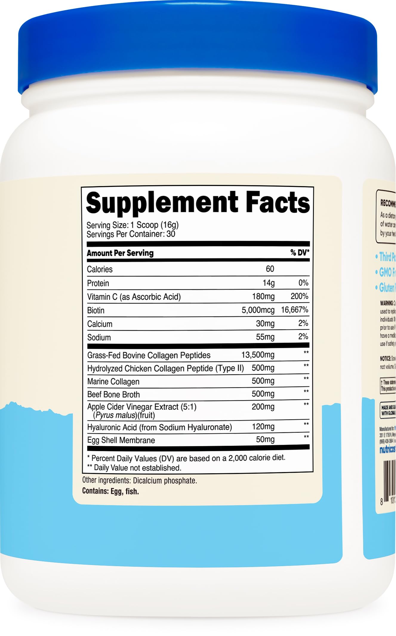 Nutricost Multi Collagen Protein Complex (Unflavored, 30 Servings) - Supplement with Biotin, Hyaluronic Acid, and Collagen Peptides