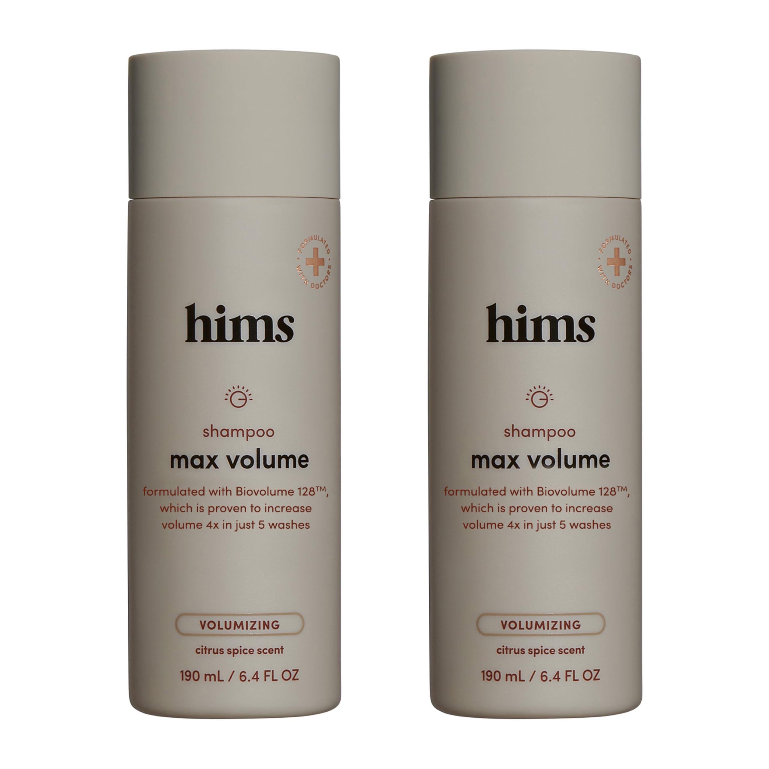 hims Max Volume Shampoo, 2 Pack - Volumizing Natural Shampoo for Men with Biotin - Adds Volume, Shine & Bounce - Citrus Spice - 2 x 6.4 fl oz