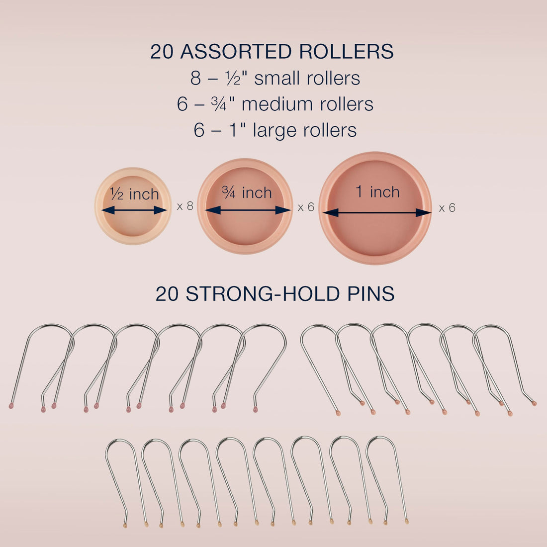 Conair Compact 20 Multi-Size Rollers, 1 ea (Pack of 3)