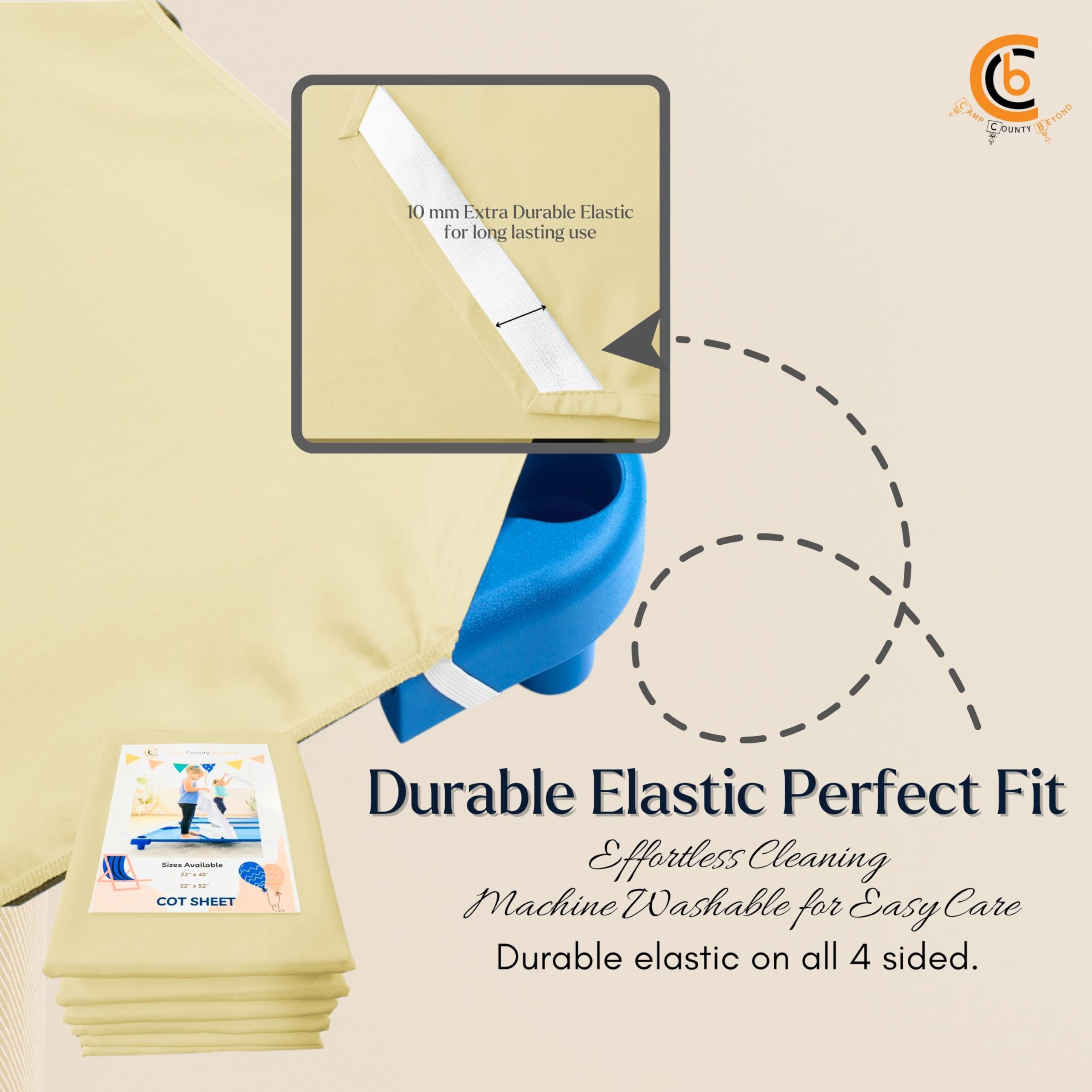 Camp County Beyond Cot Sheets for Toddler and Preschool - Daycare/Pre-School Cot Sheet - Corner Elastic Loops - Cot Bed Fitted Sheet - Poly Cotton Surface Pack of 6 (22 W X 52 L) - Navy Blue