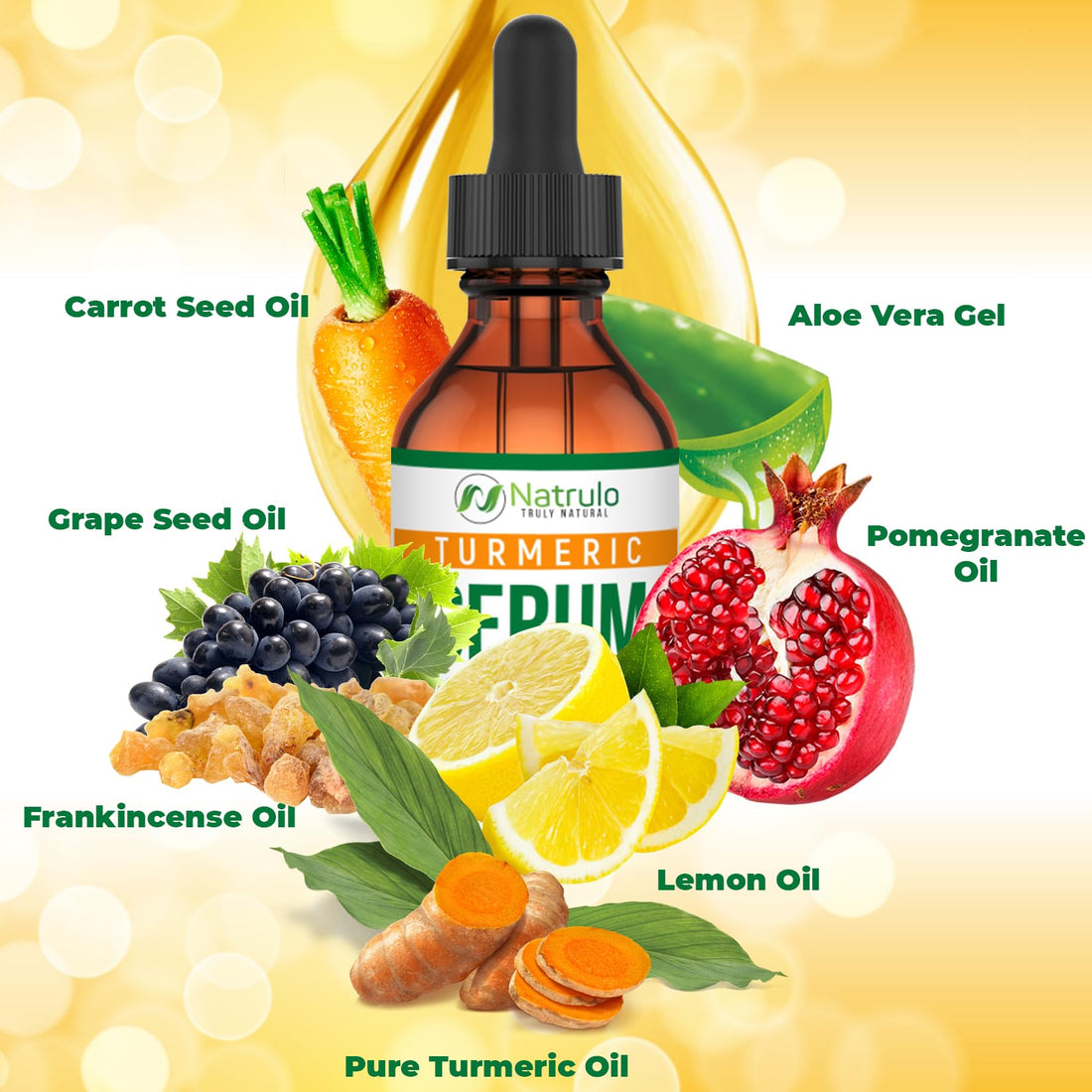 Turmeric Serum for Face & Body - All Natural Turmeric Skin Brightening Serum for Spots - Turmeric Facial Repair Serum Cleanses Skin, Fights Acne, Evens Tone, Minimizes Pores - Pure Turmeric Oil