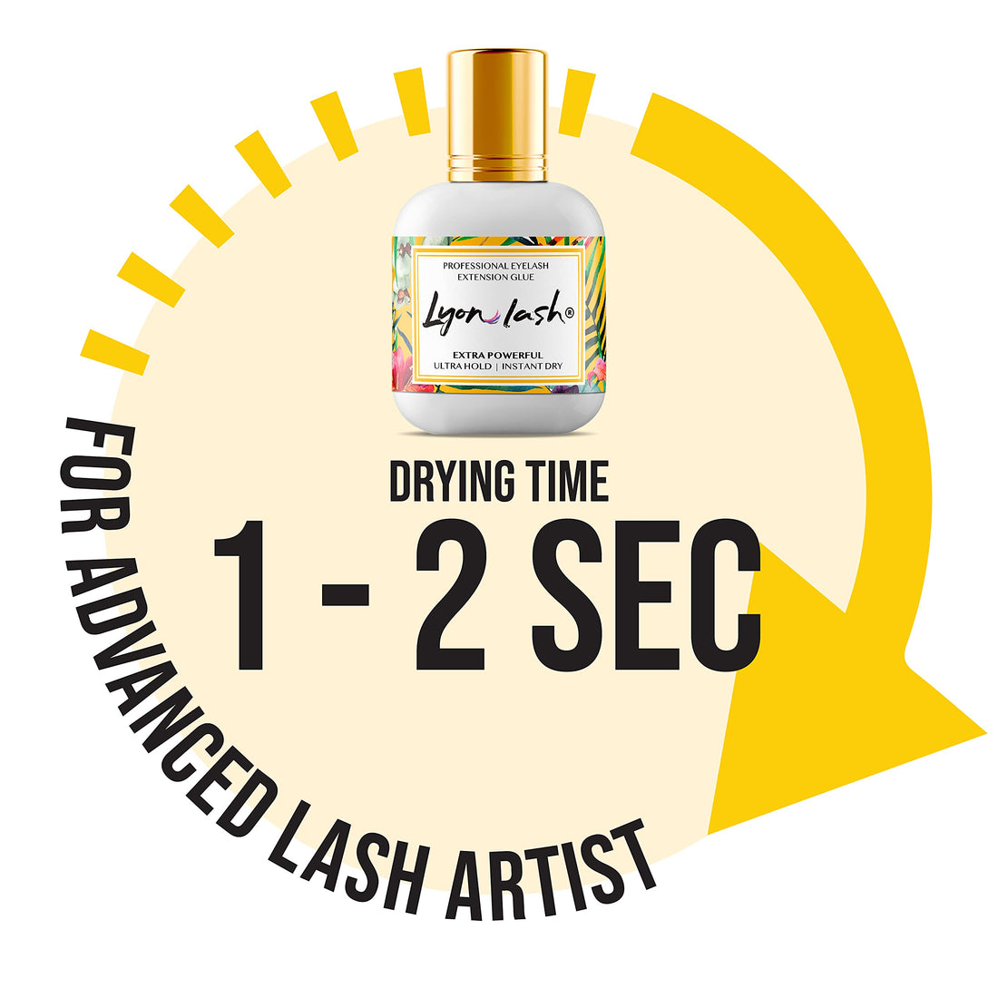 Extra Powerful 10 ml Eyelash Extension Glue - Lyon Lash Performance Glue | 1-2 Sec Dry Time | 6-8 Weeks Retention | Black Adhesive Supplies for Professional Use