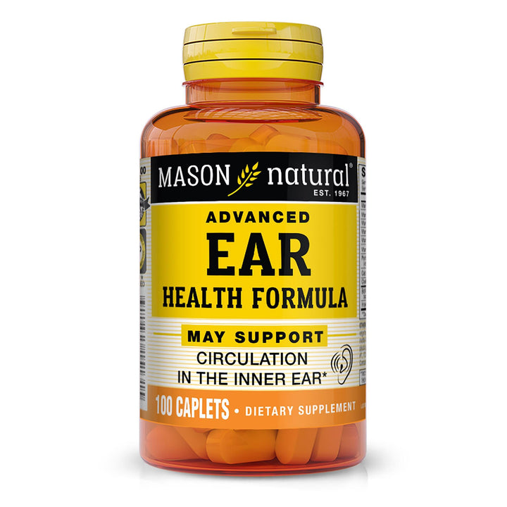 MASON NATURAL Advanced Ear Health Formula - Supports Healthy Circulation in The Inner Ear, Ringing Ears Relief, 100 Caplets