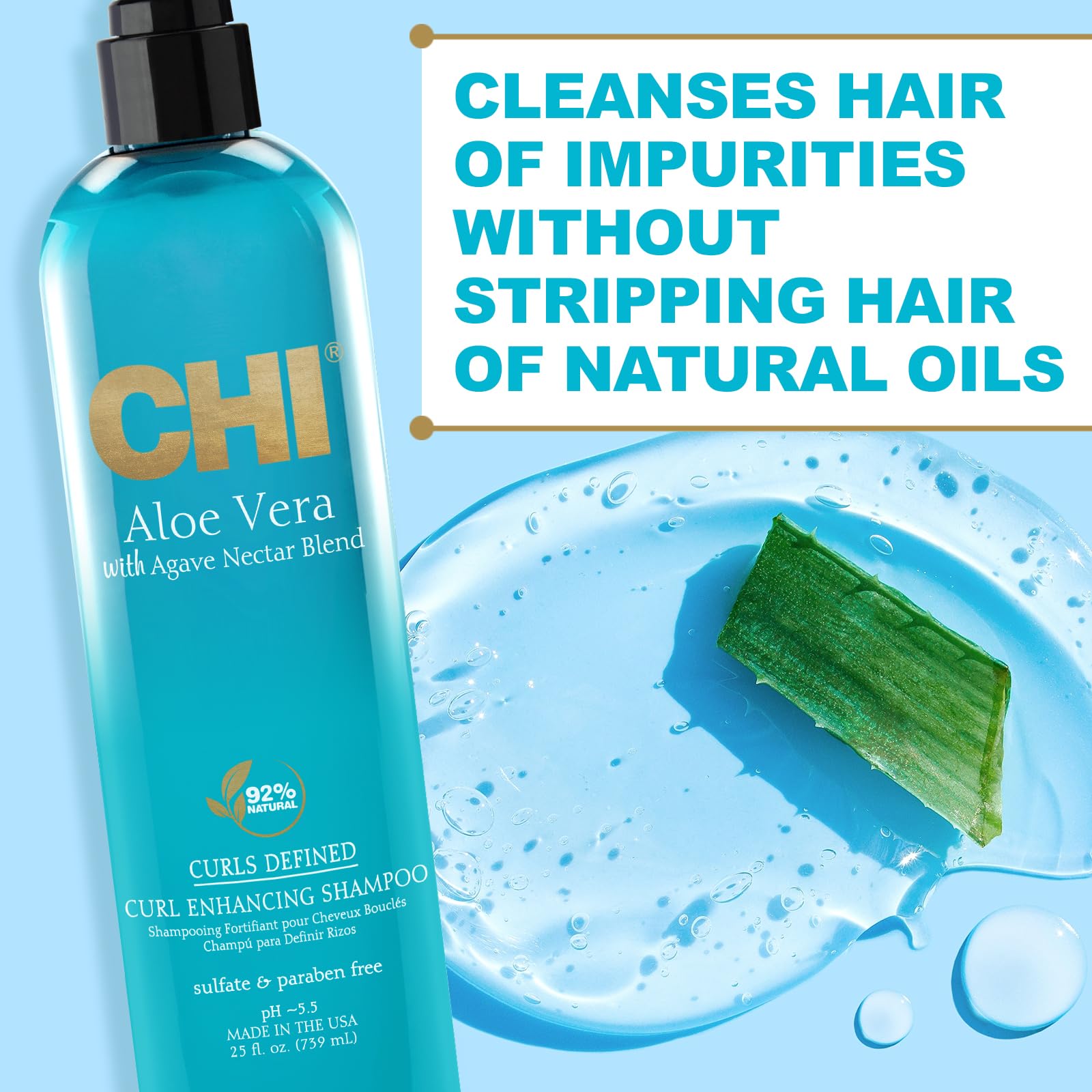 CHI Aloe Vera with Agave Nectar Curls Defined Curl Enhancing Shampoo 739ml/25oz