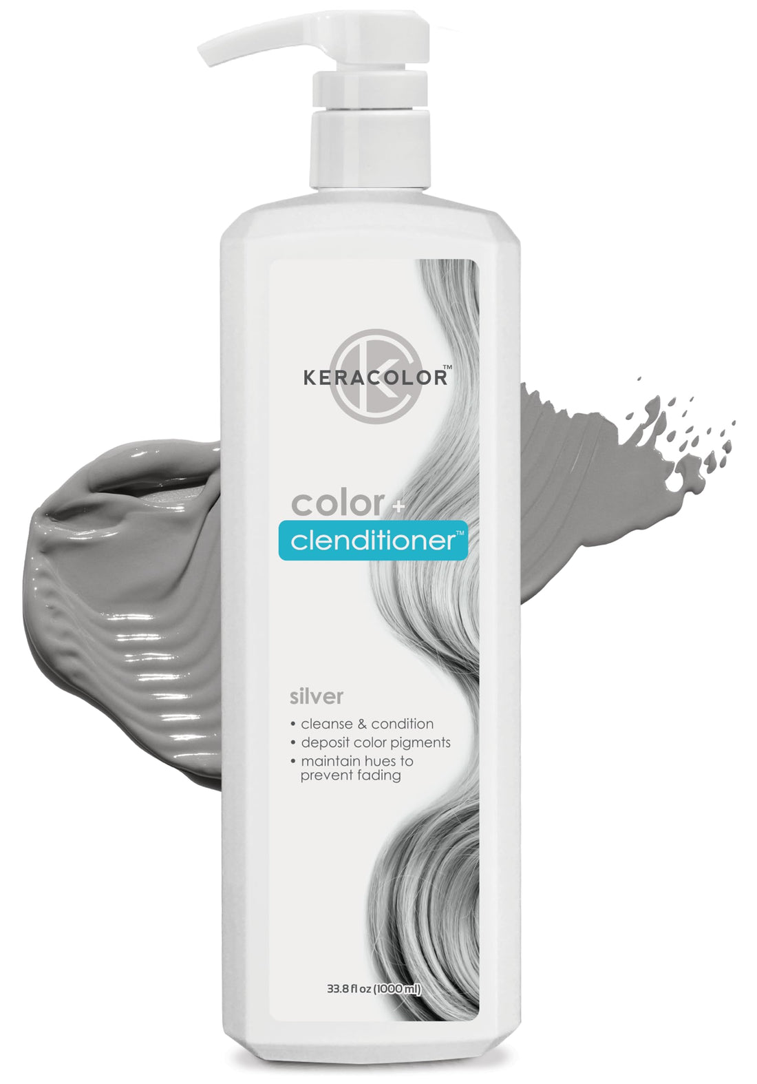 Keracolor Clenditioner SILVER Hair Dye - Semi Permanent Hair Color Depositing Conditioner, Cruelty-free, 33.8 Fl. Oz.