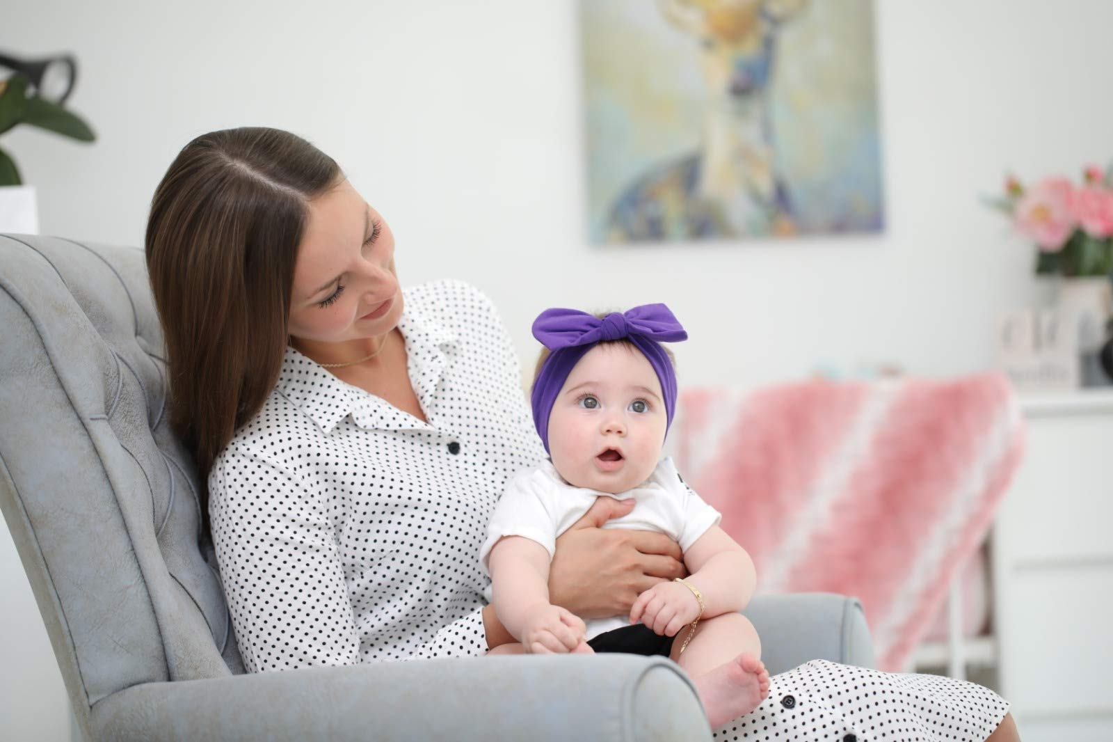 BABYGIZ Baby Girl Headbands-Infant,Toddler Cotton Handmade Hairbands with Bows Child Hair Accessories (Purple)
