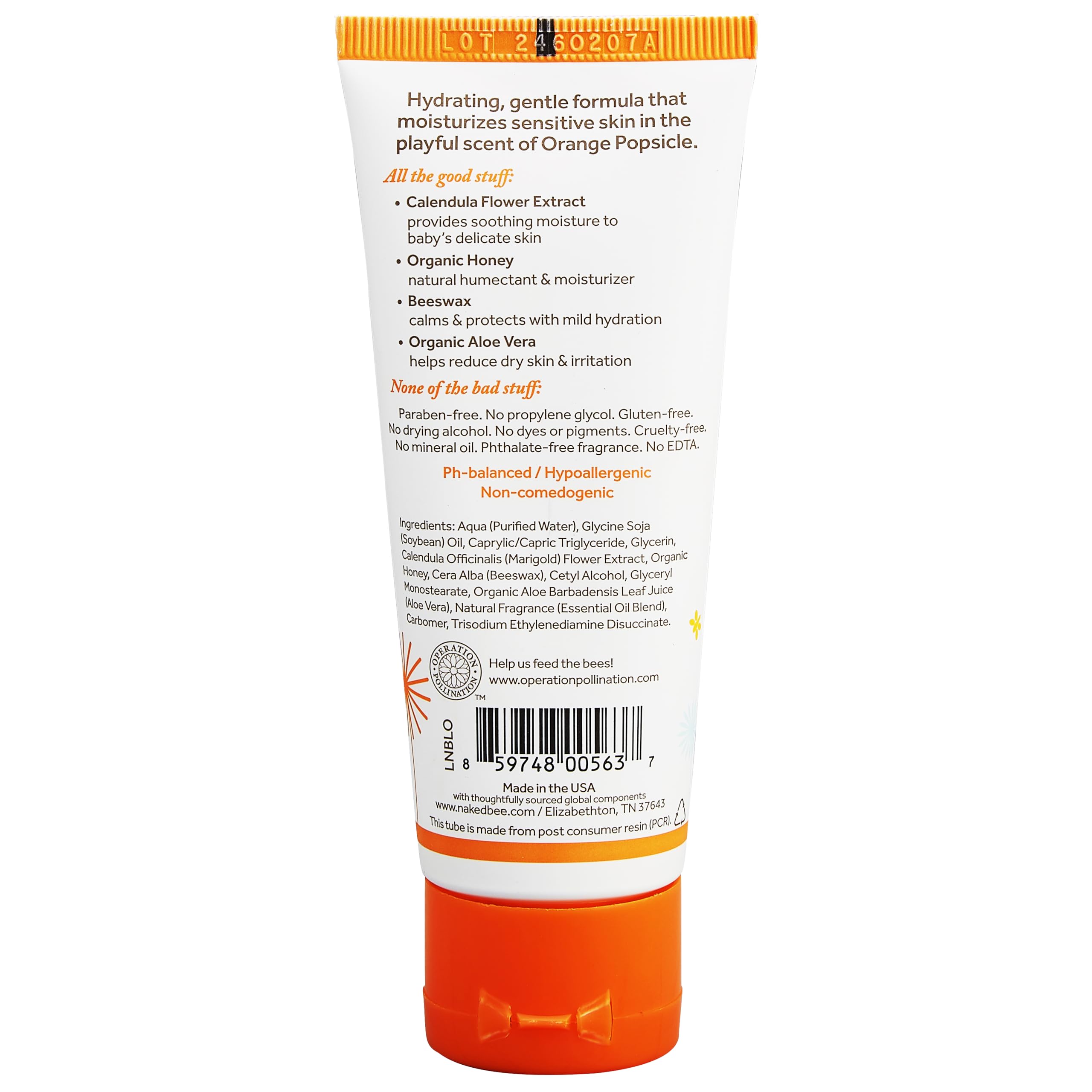 Lil Naked Bee Baby Lotion for Kids (2.5oz) Orange Popsicle Cheeks to Cheeks Face & Body Lotion for Hydrating & Moisturizing Skin