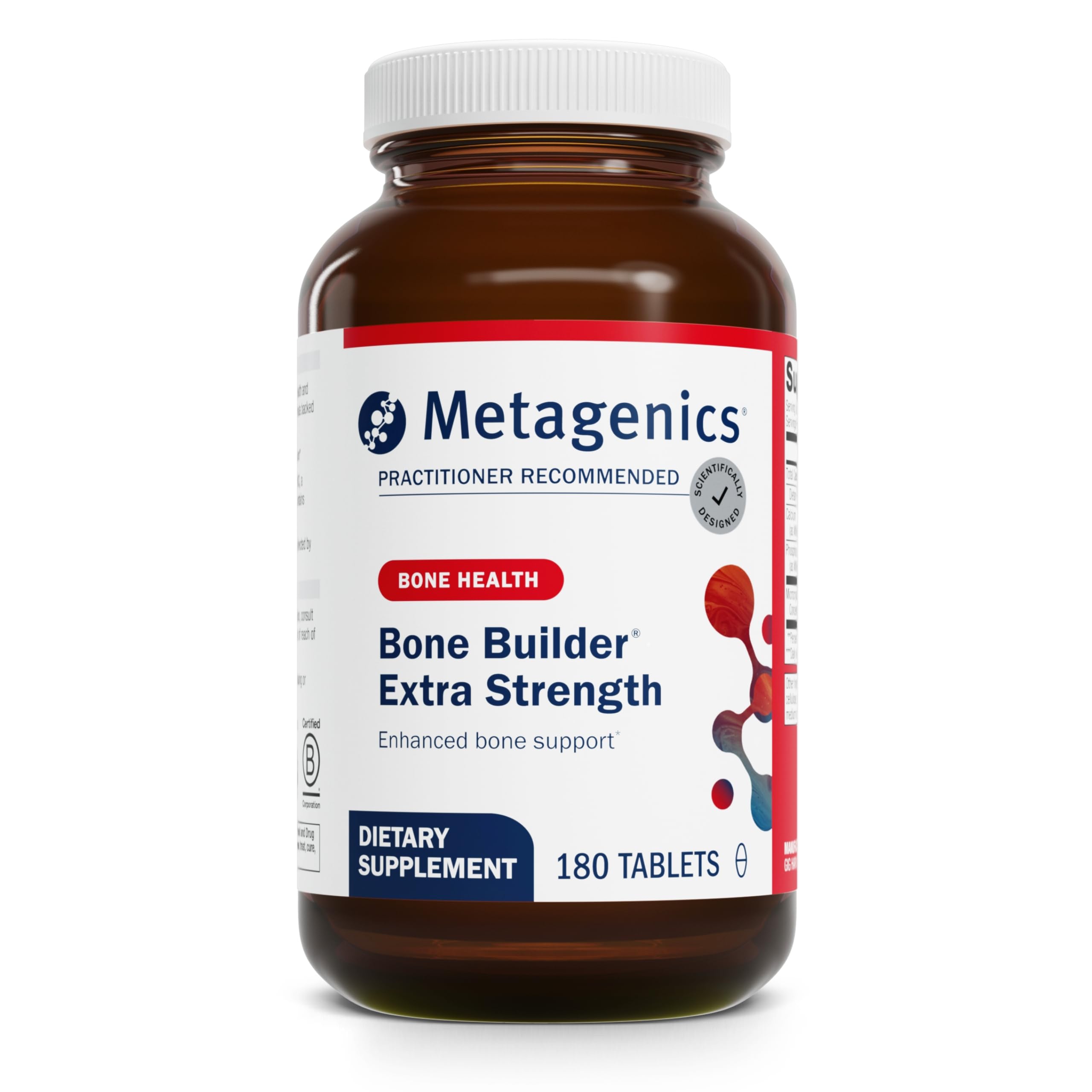 Metagenics Bone Builder Extra Strength - Calcium Supplement Supports Bone Health* - High Calcium Content for Bone Health* - With Phosphorus - Gluten-Free & Non-GMO - 180 Tablets - 60 Servings