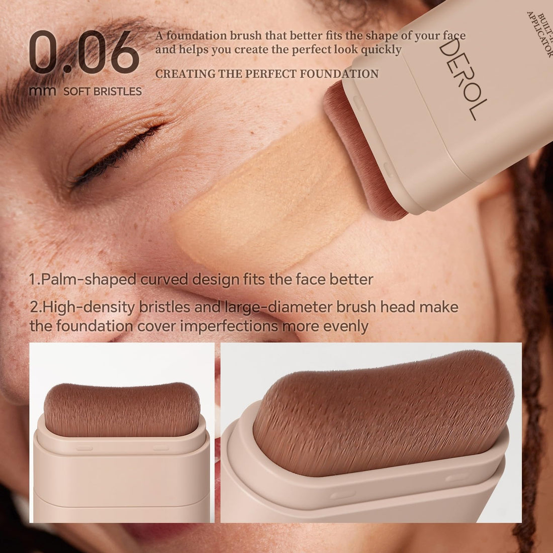 SWETIYOU Multi-Use Foundation Stick Makeup with Built-In Brush, Lightweight Buildable Medium-to-Full Coverage, Longwear Contour Stick, Natural Finish