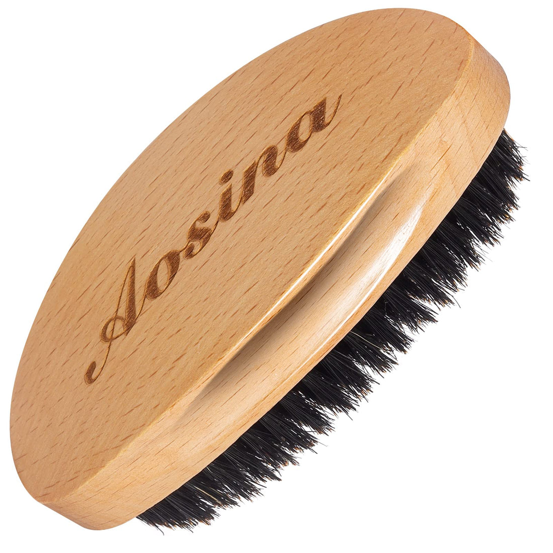 Medium Hard 360 Wave Brush Premium Curved Palm Brush Made with 100% Boar Hair Bristles and Nature Wood Great for 360 Waves and Wolfing
