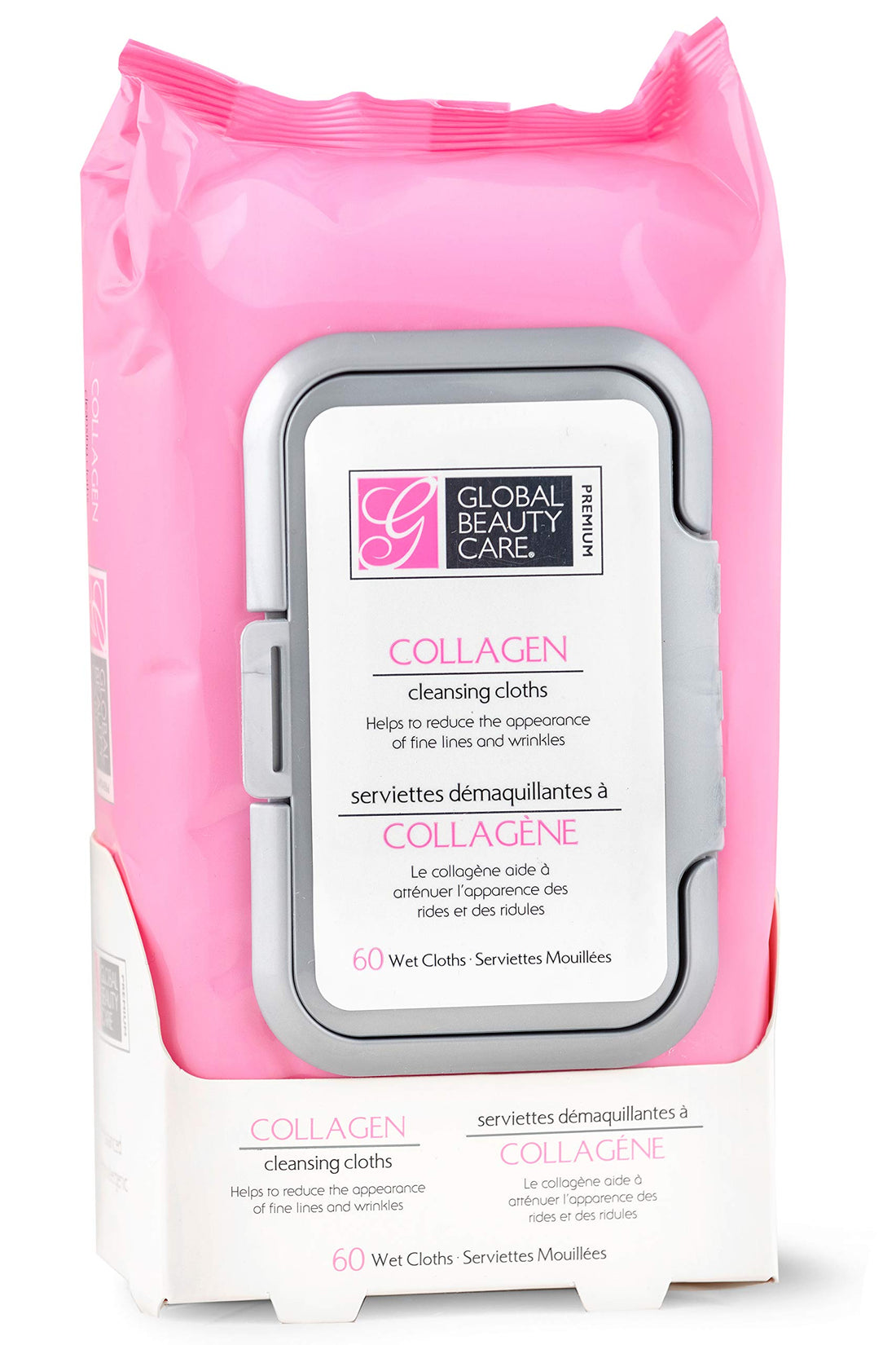 Global Beauty Care Premium Collagen Cleansing Cloths-60 Pack Wipes