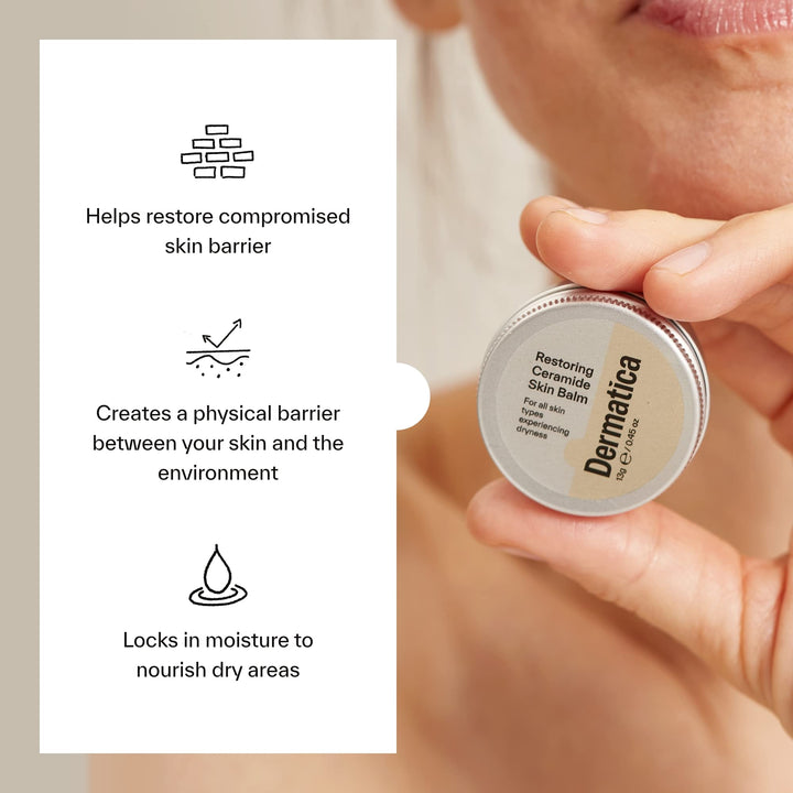 Dermatica Restoring Ceramide Skin Balm | Moisturizes & Repairs Dry Patches I For all Skin Types | Rebalances & Hydrates Dry Skin or Lips | Minimises the Appearance of Pores (13g)