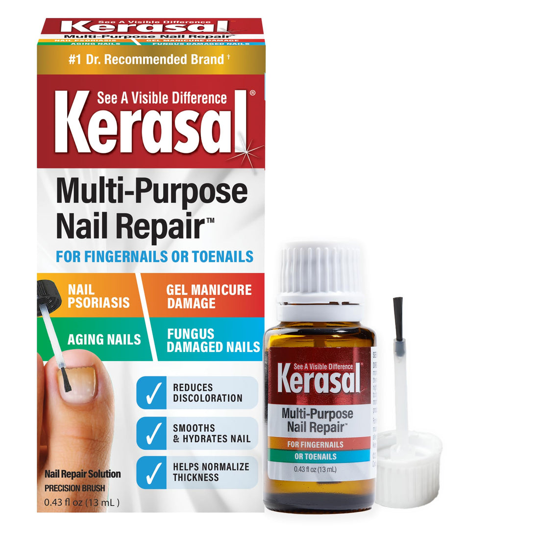 Kerasal Multi-Purpose Nail Repair 13ml, Nail Treatment Improves The Appearance of Damaged or Aging Nails. Packaging May Vary