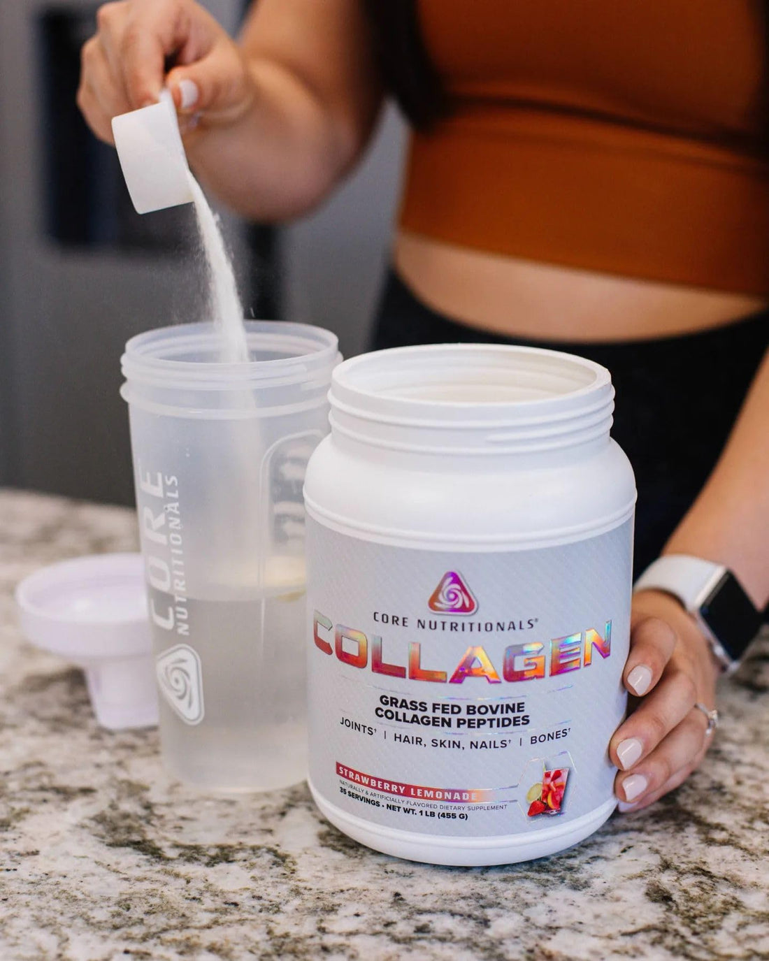 Core Nutritionals Collagen, Grass Fed Bovine Collagen Peptides, Supports Joints, Hair, Skin and Nails, 35 Servings (Chocolate, 1 lb)