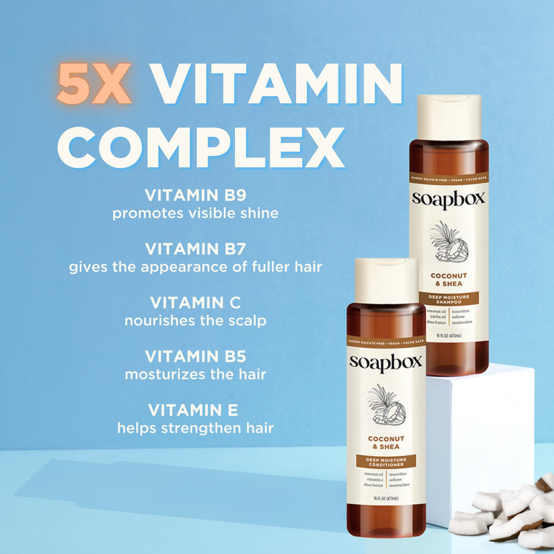 SoapBox Soaps Shampoo, Coconut Oil with Shea Butter, 3 Count