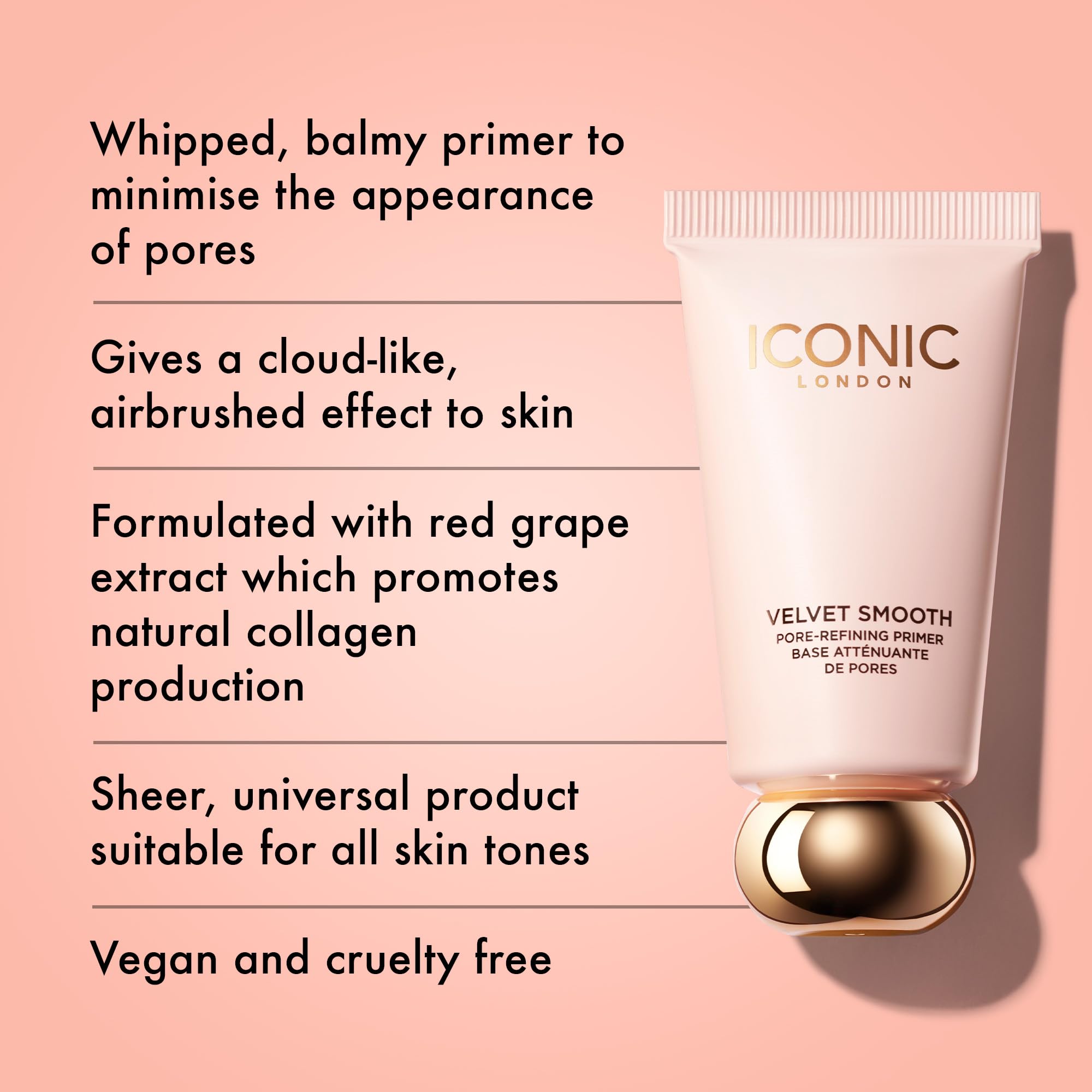 ICONIC LONDON Velvet Smooth Pore-Refining Primer | Whipped, Balmy Primer, Diffuses Pores, Cruelty-Free, Vegan Makeup, 1.01 Fl oz