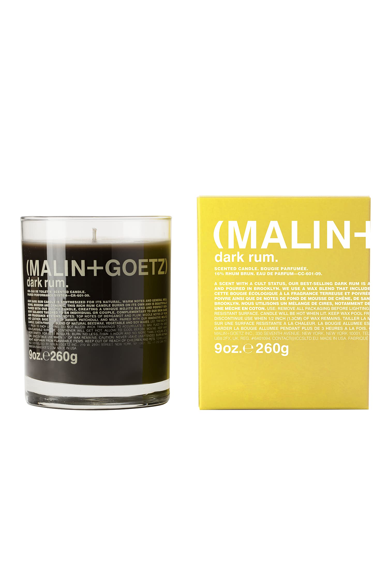 Malin + Goetz Dark Rum Candle ââ‚¬â€œ Dark & Spicy Aroma Fragrance Scent, Natural Wax Blend, Traditional Bay Rum Inspired, Vegan & Cruelty Free, Cotton Wick, Lasts 60 HoursÃ‚Â