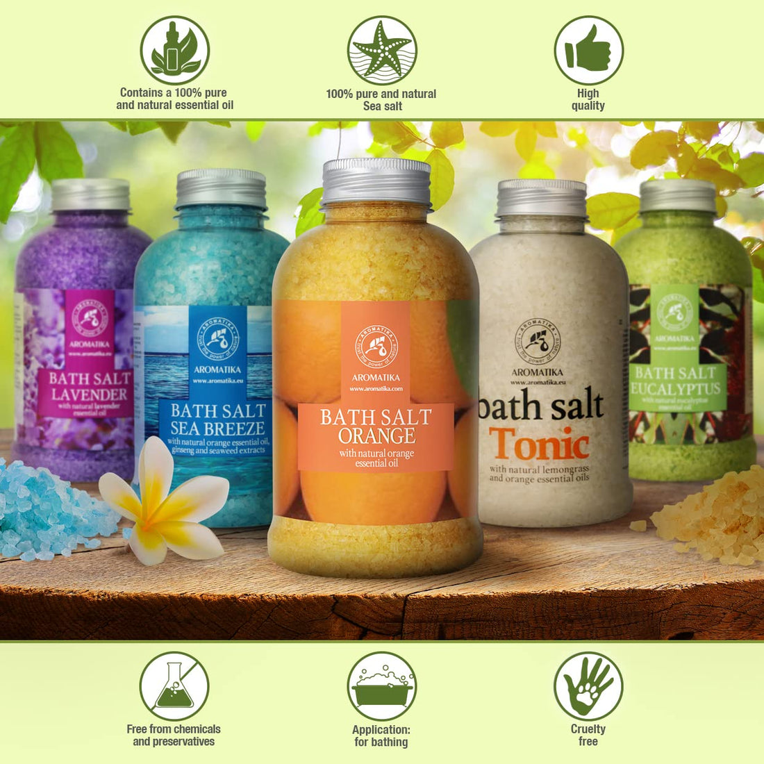 Orange Bath Salts w/Natural Orange Essential Oil 21.16 Oz - Good for Beauty - Bathing - Body Care - Wellness - Spa - Bath